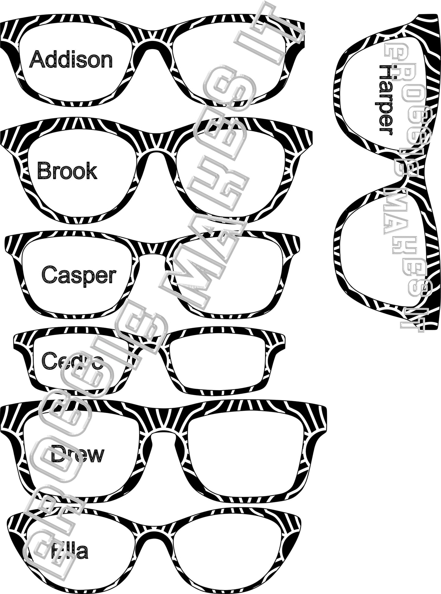 Holographic BlackAndWhite22-05 pattern frame topper compatible with Pair frames