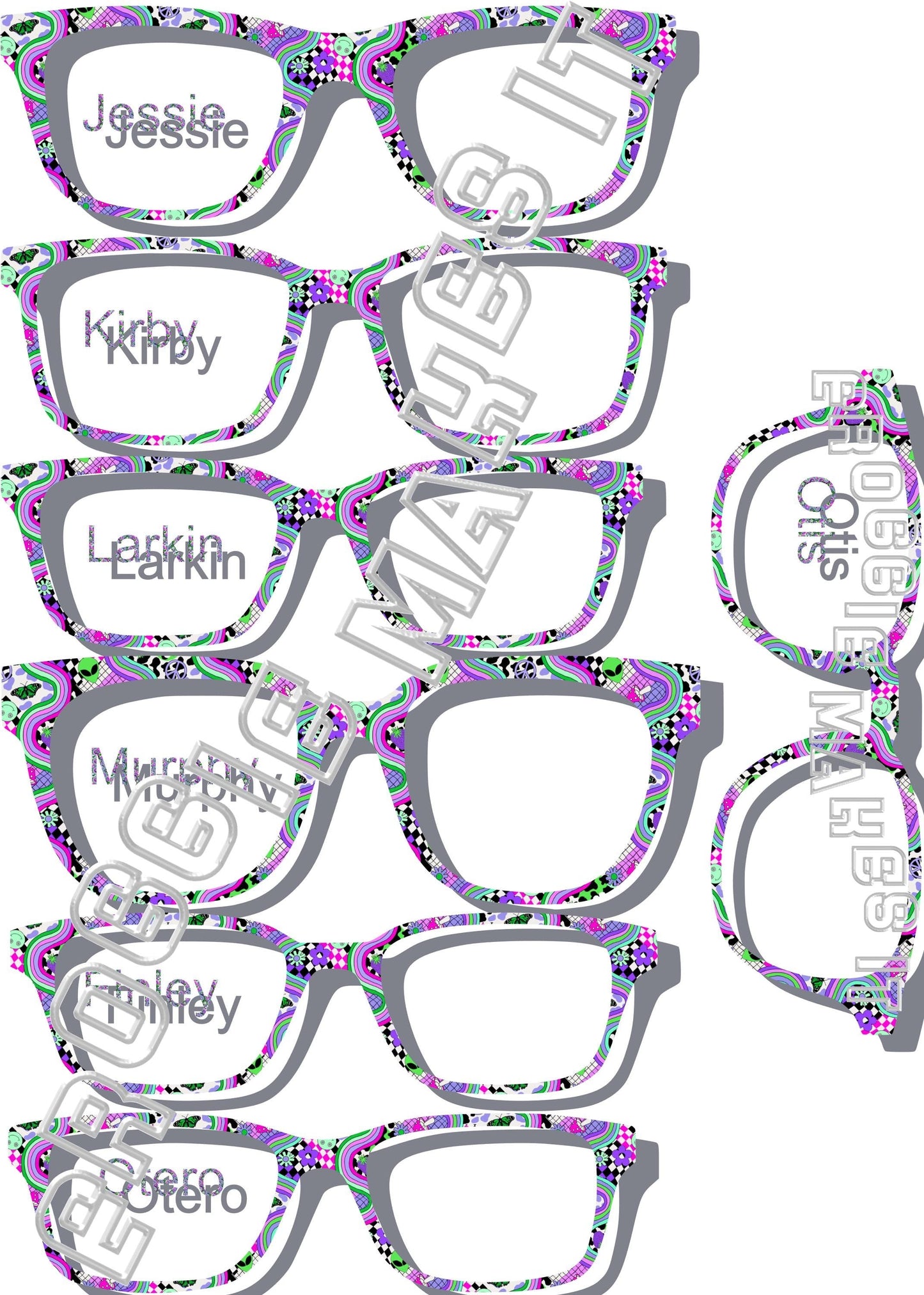 Holographic Groovy, Out of this World, Retro, Hippie, Alien frame topper to fit Pair frames- 2nd Color Option