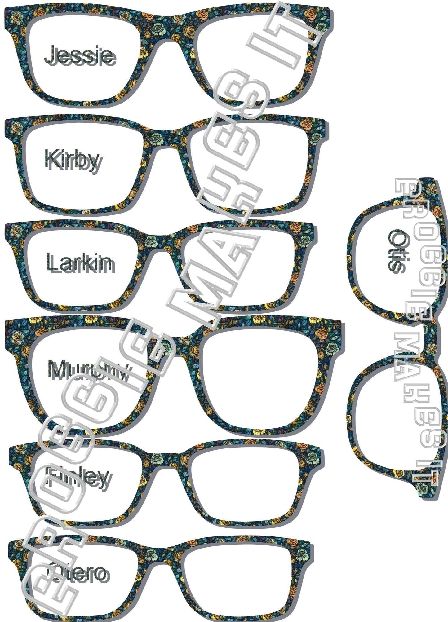 Translucent Blue Rose Stained Glass frame topper to fit Pair frames +