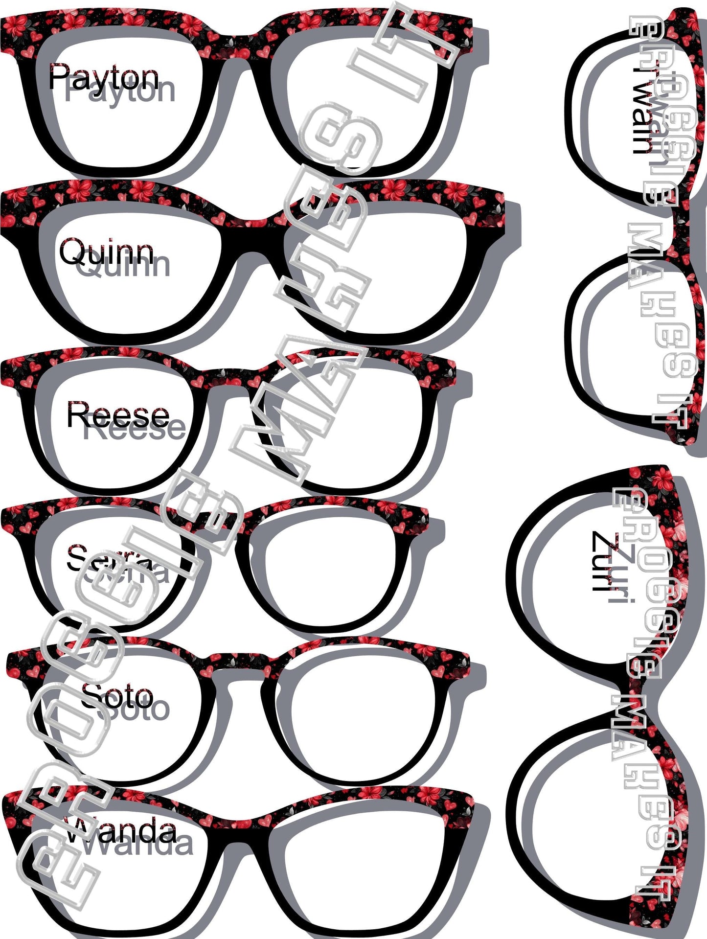 Translucent Passion Petals Split frame topper to fit Pair frames, black