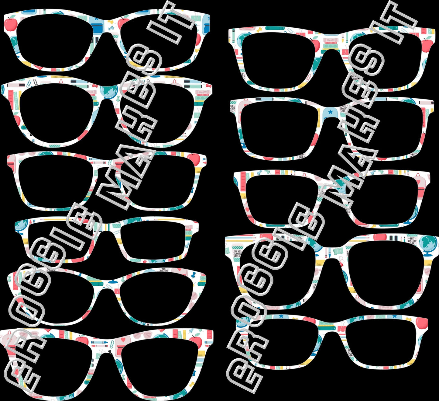 Translucent Cute School Supplies topper compatible with Pair Eyewear frames with translucent option
