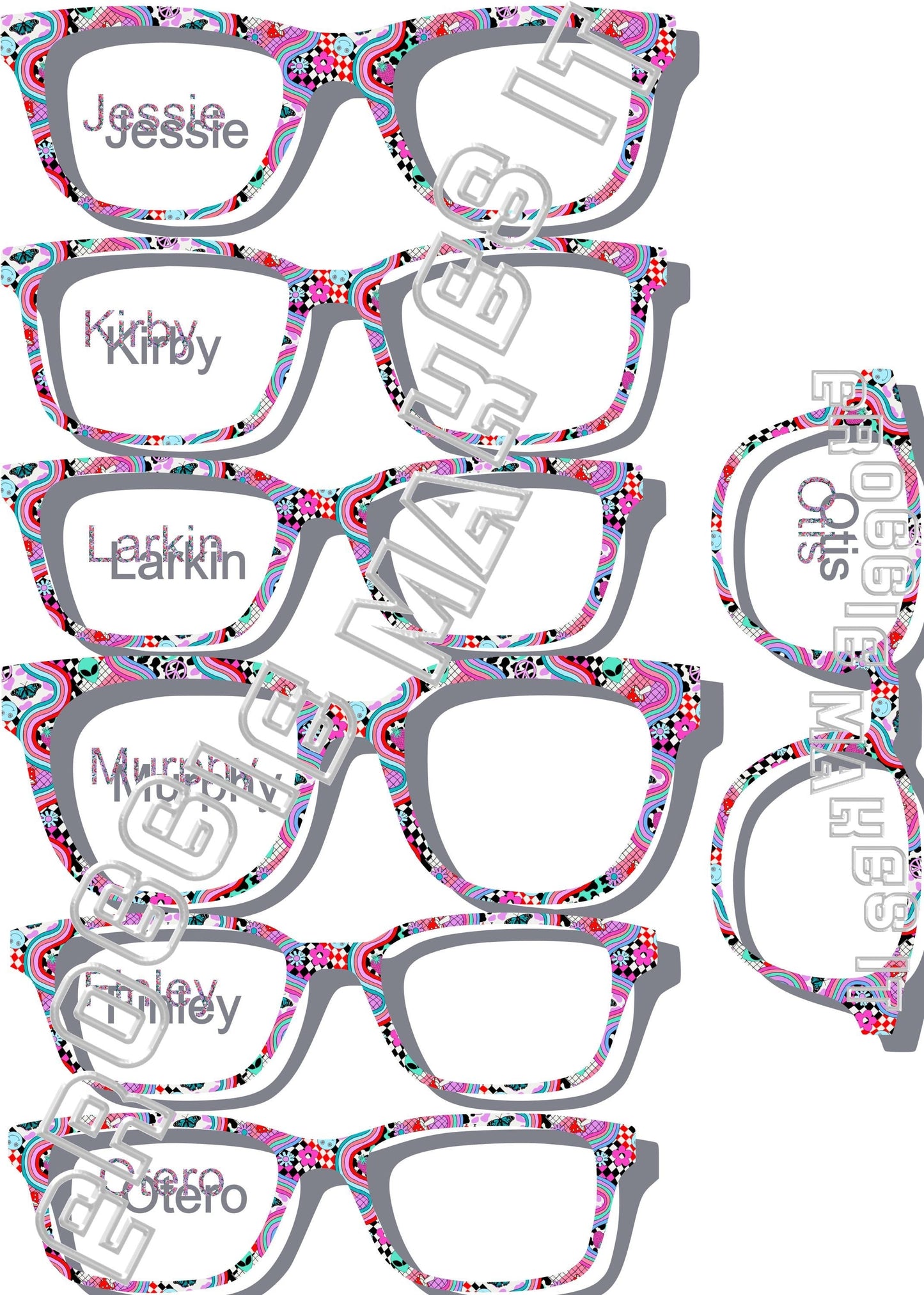 Holographic Groovy, Out of this World, Retro, Hippie, Alien frame topper to fit Pair frames