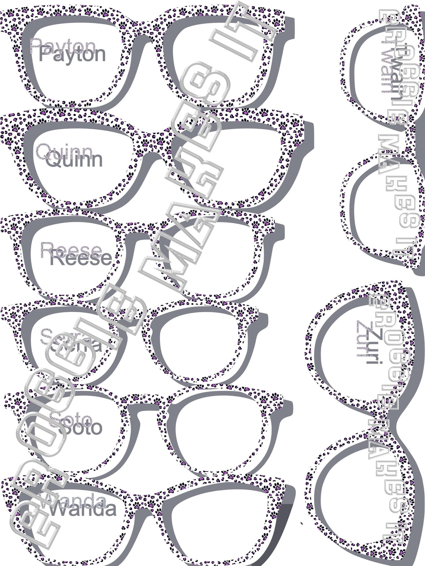 Translucent Purple Paw Prints frame topper to fit Pair frames