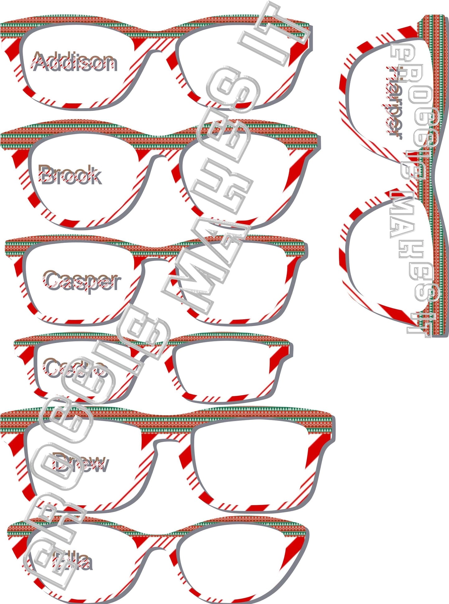 Translucent Holiday Sweater1 over Candy Cane Stripes frame topper compatible with Pair frames