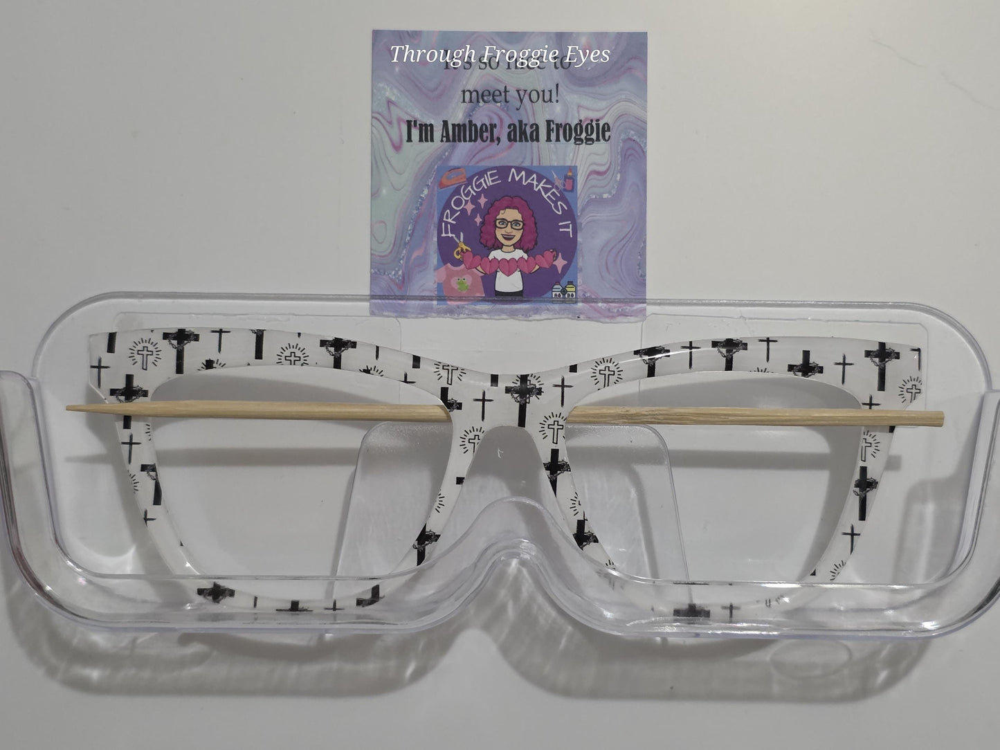 Holographic Crosses BW frame topper to fit Pair frames