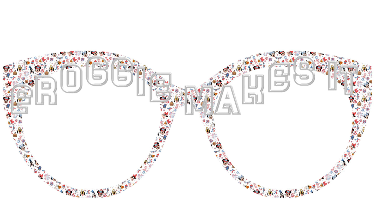 Opaque MM & friends patriotic party frame topper to fit Pair frames