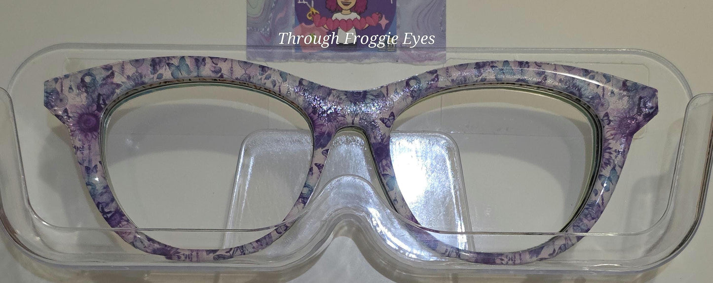 Translucent Purple Teal Flowers & Butterflies topper to fit Pair frames
