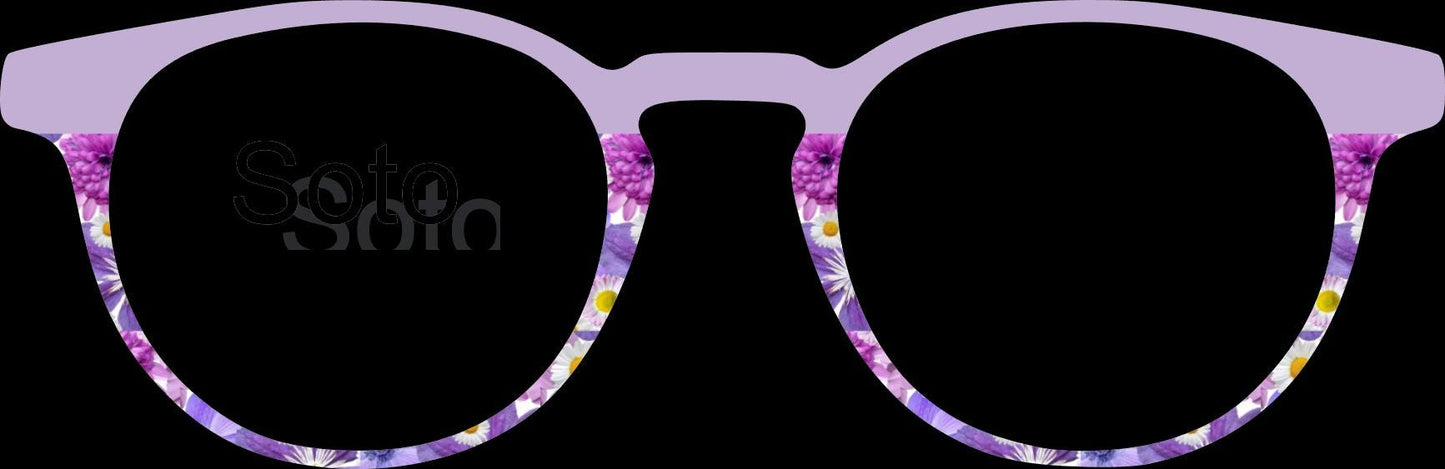 Translucent Shades of Purple Flowers & lilac split frame topper compatible with Pair frames
