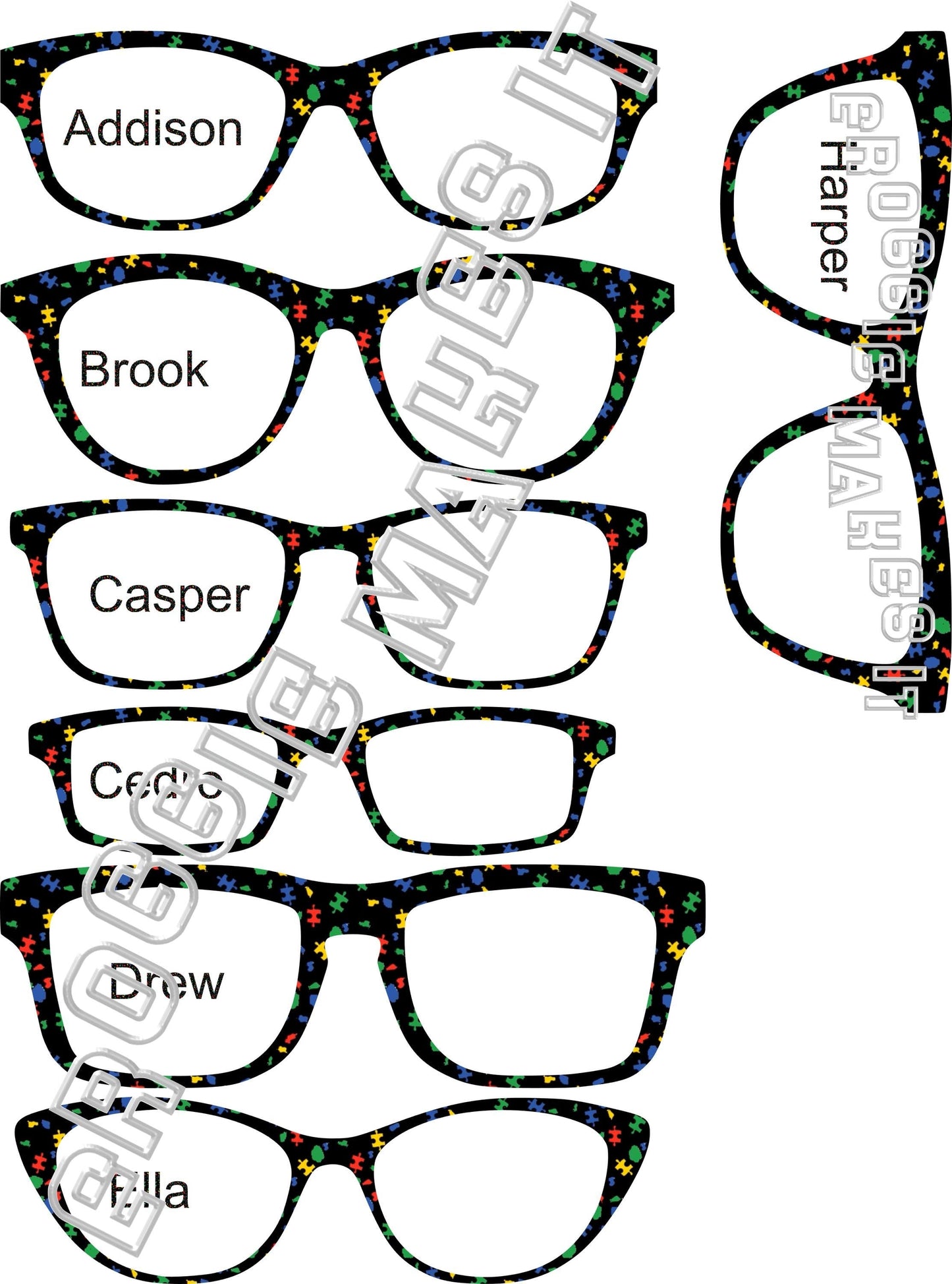 Holographic Autism Leopard frame topper compatible with Pair frames +
