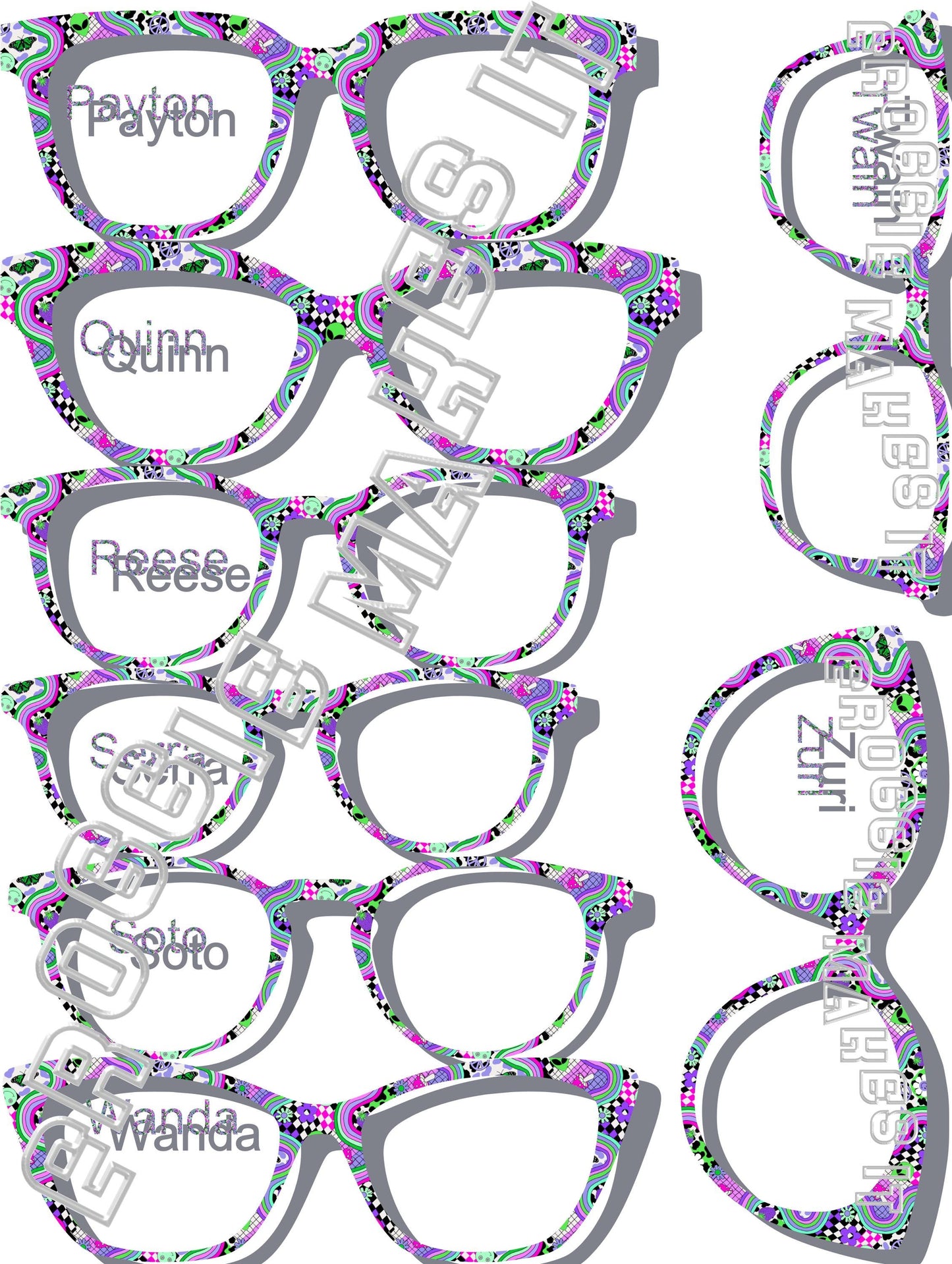 Opaque Groovy, Out of this World, Retro, Hippie, Alien frame topper to fit Pair frames- 2nd Color Option