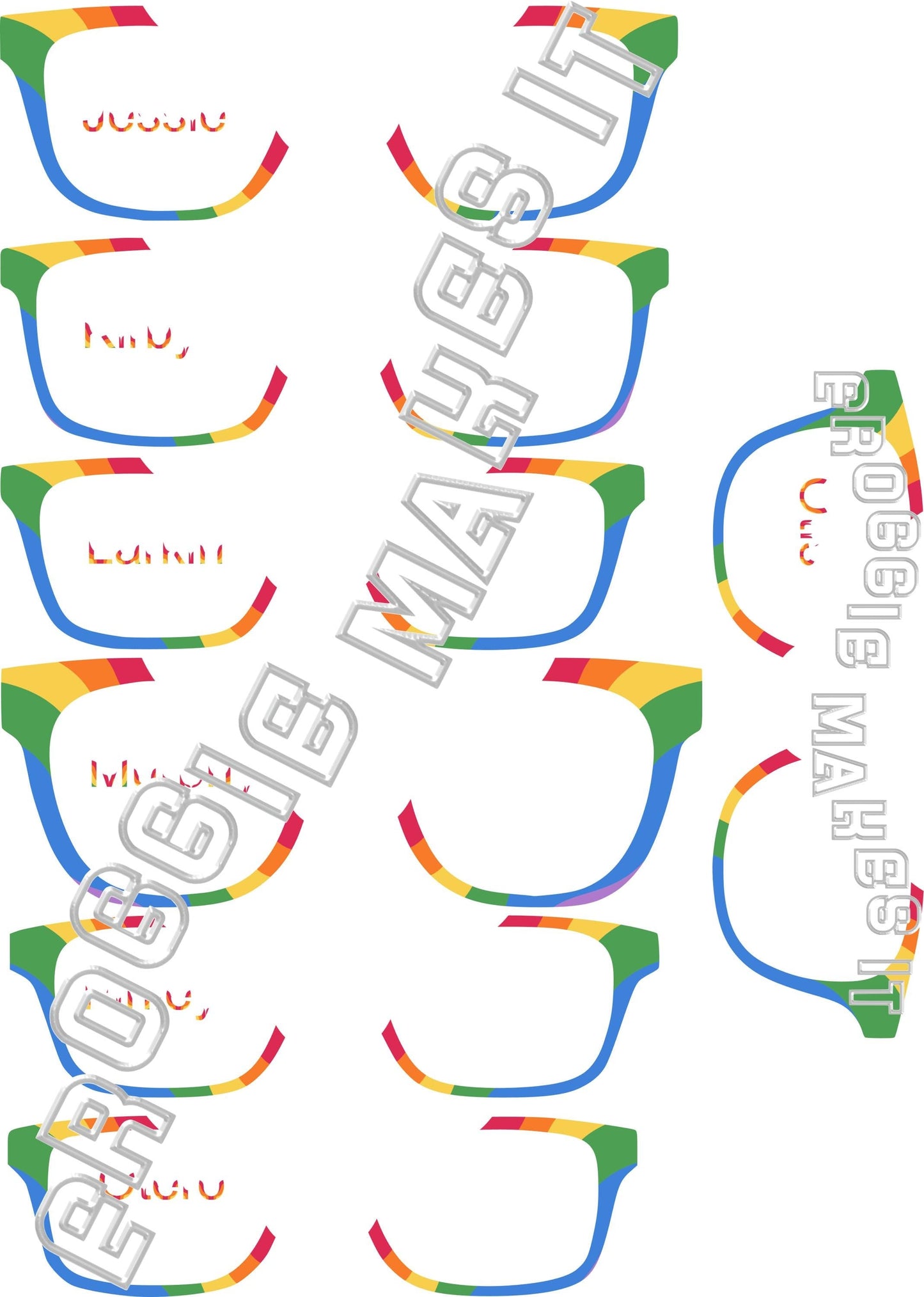 Translucent Rainbow Waves frame topper compatible with Pair frames