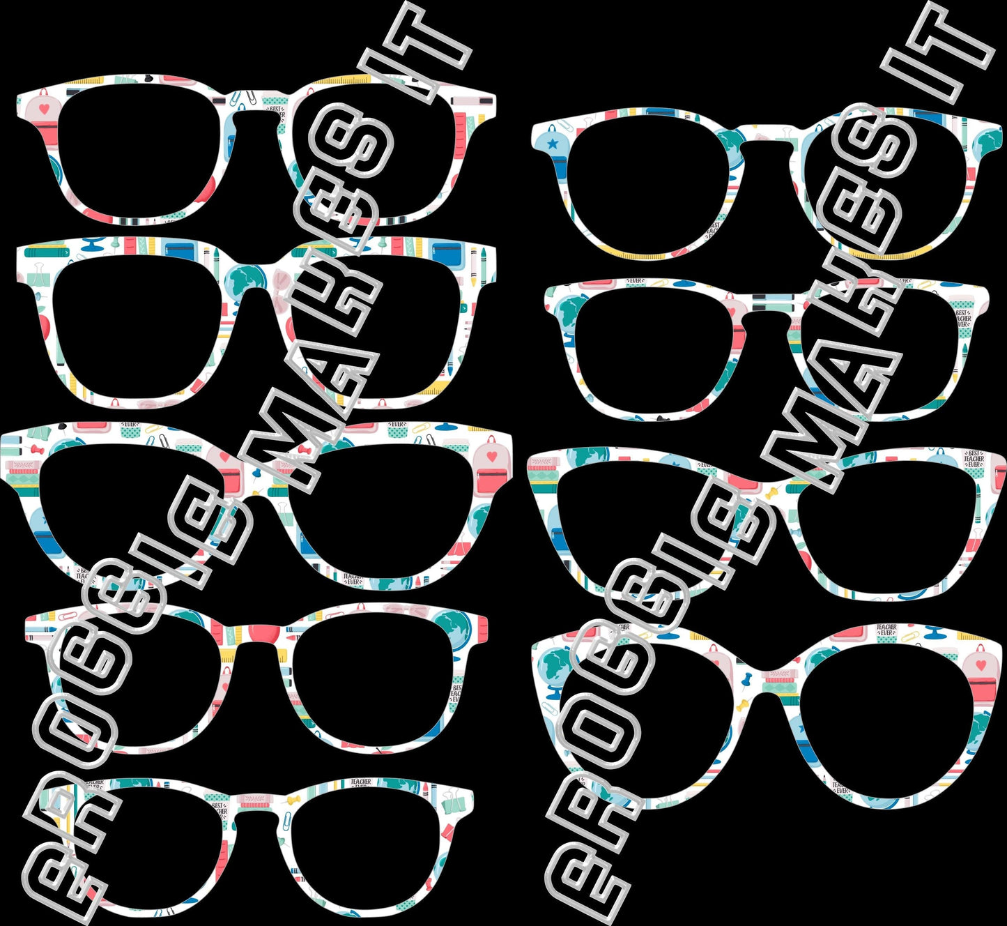 Translucent Cute School Supplies topper compatible with Pair Eyewear frames with translucent option