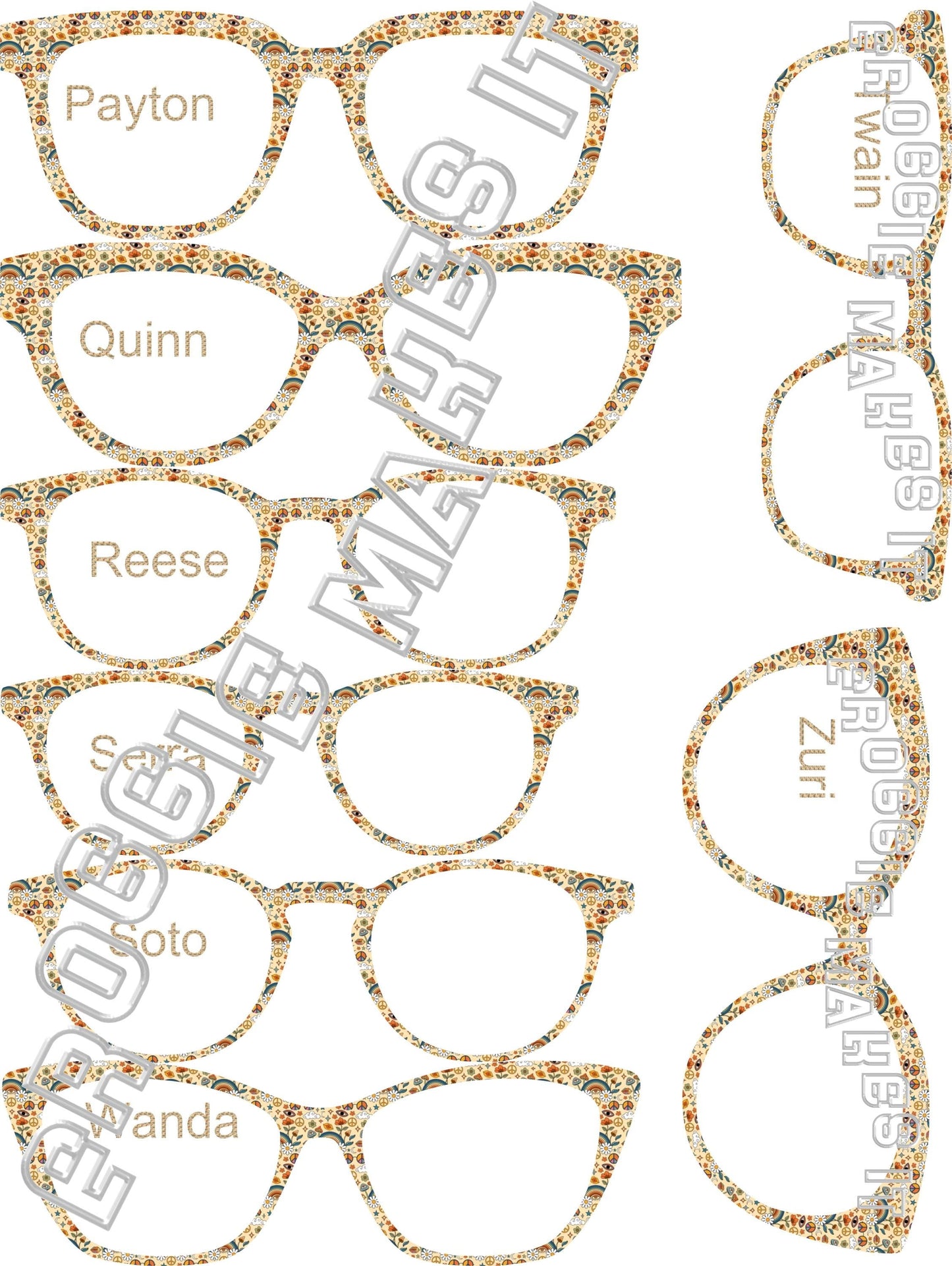 Holographic Happy Hippie frame topper compatible with Pair frames