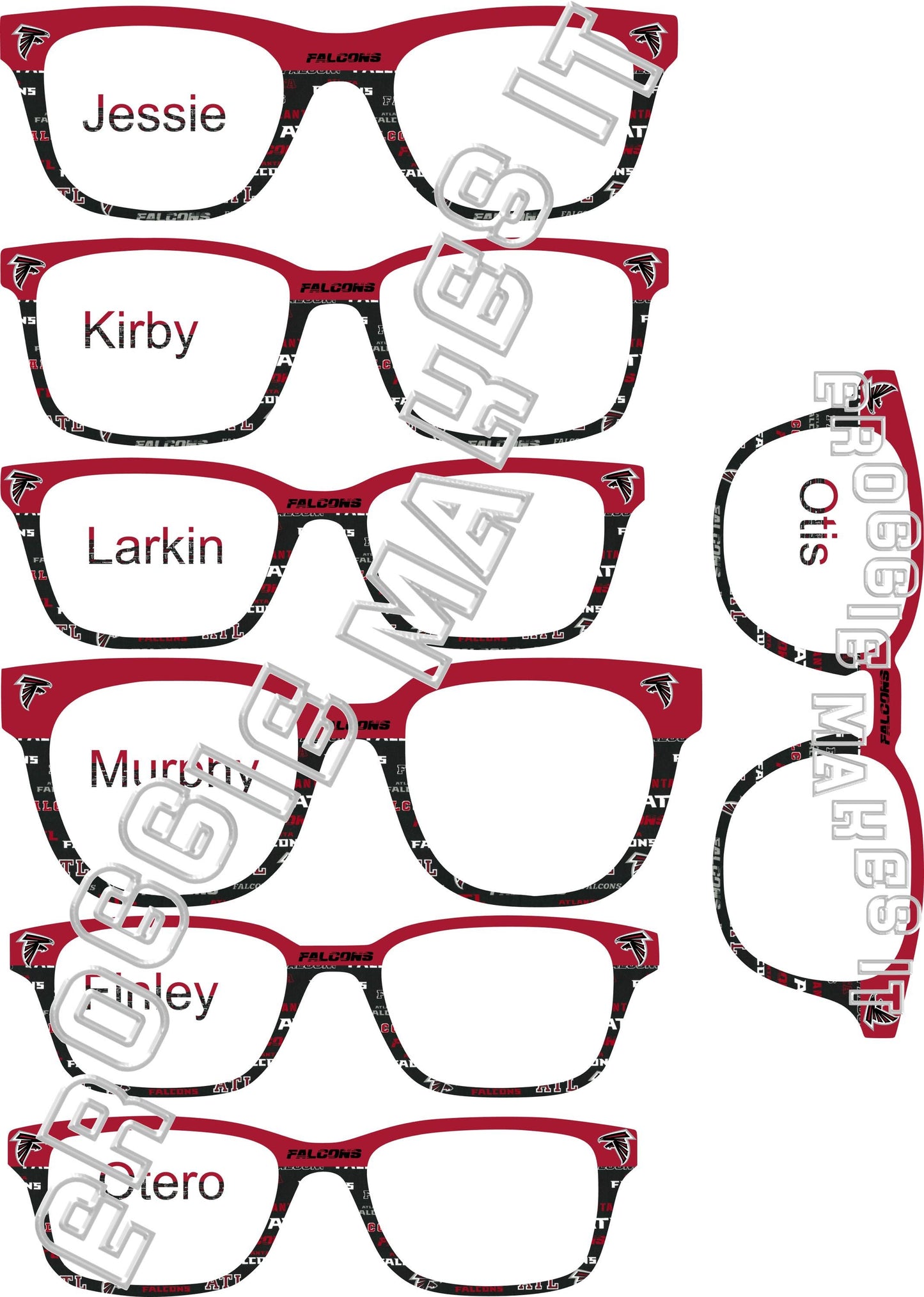 Opaque Red to dark Falcons scan split frame topper compatible with Pair Eyewear frames