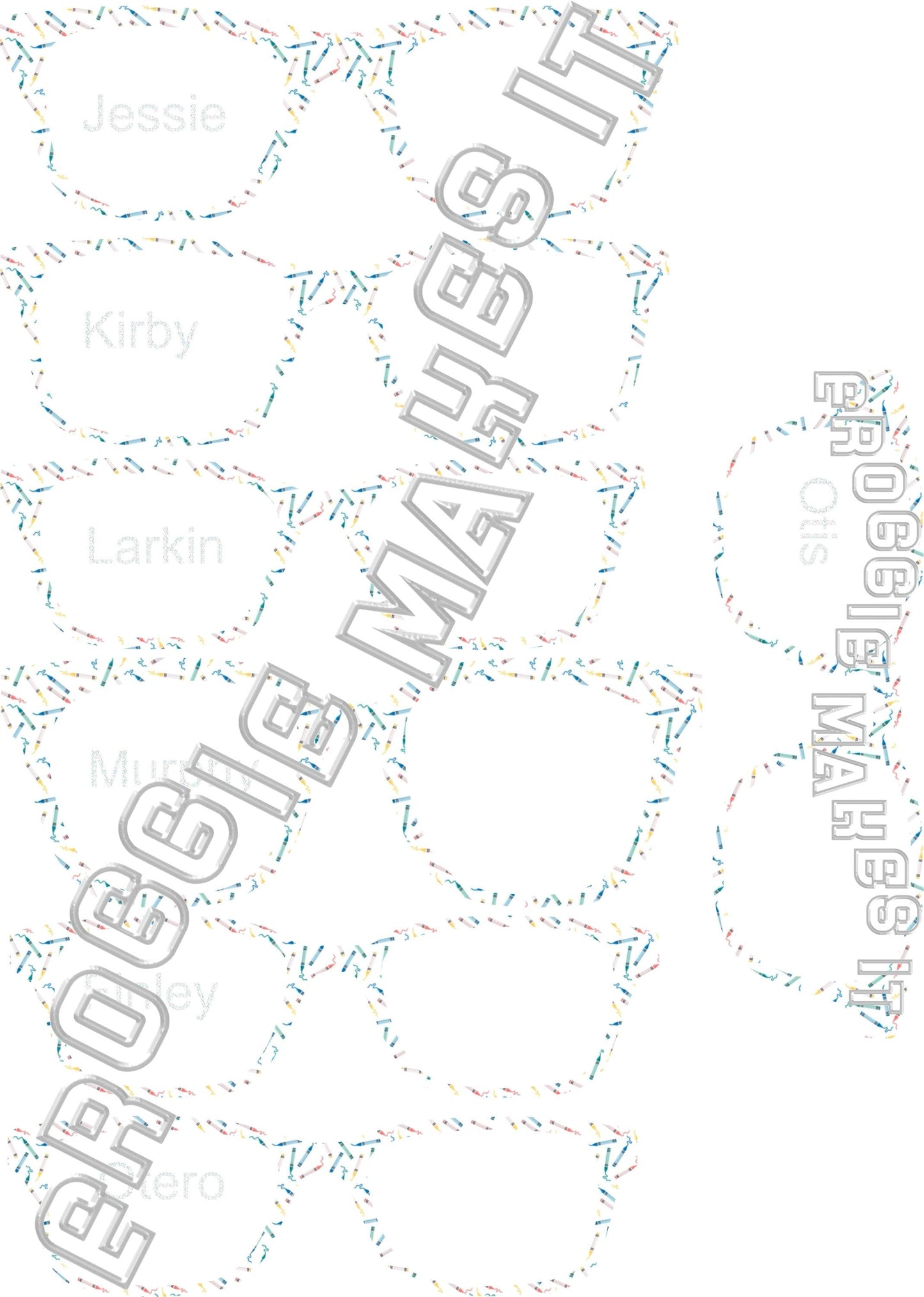 Translucent Crayons frame topper compatible with Pair frames
