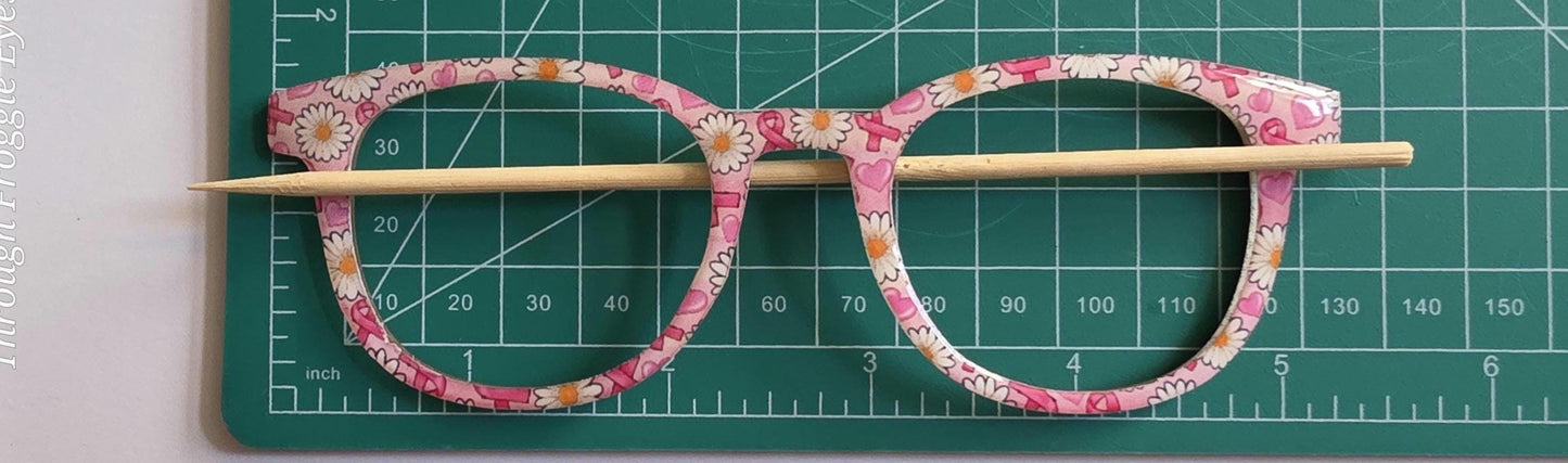 Translucent Pretty in Pink Breast Cancer Daisies magnetic frame topper compatible with Pair frames, laser cut clear, thin acrylic
