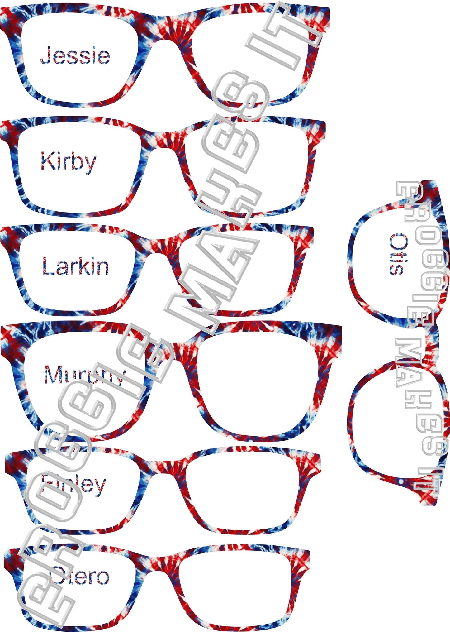 Translucent Red White & Blue Tie-Dye frame topper compatible with Pair frames