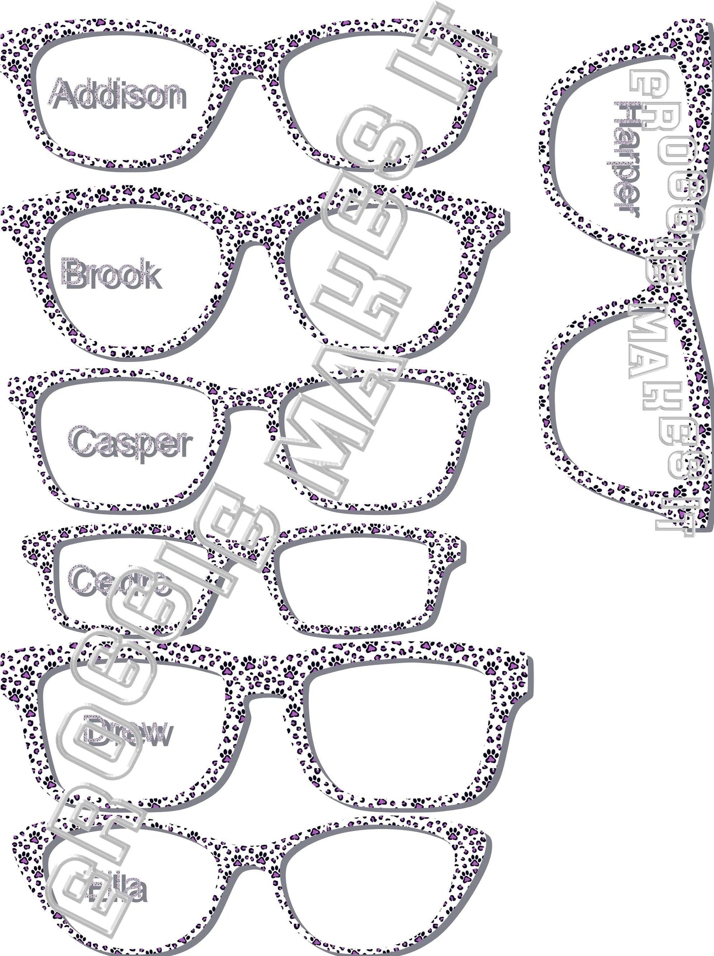 Translucent Purple Paw Prints frame topper to fit Pair frames