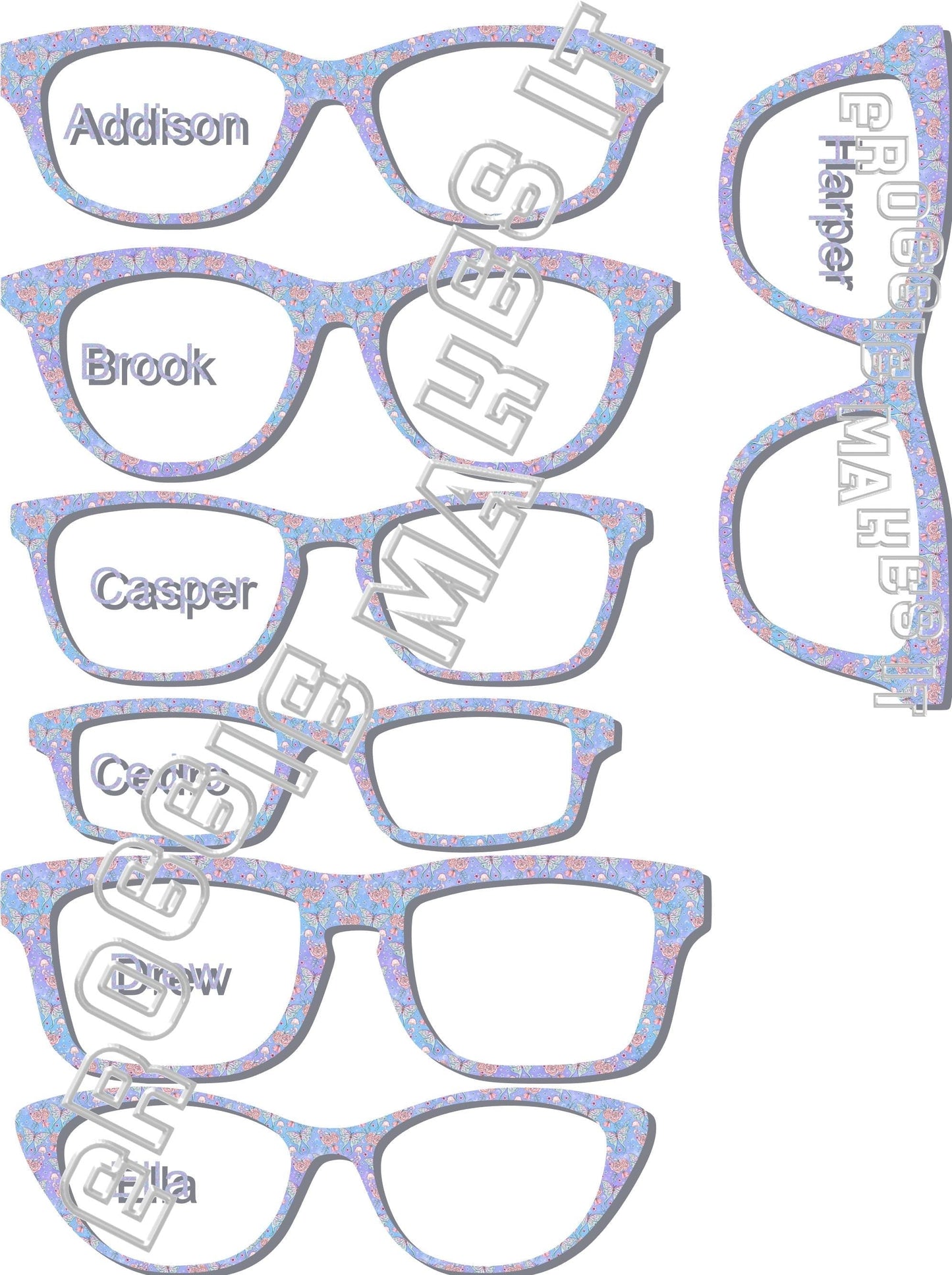 Translucent Pastel Butterflies frame topper to fit Pair frames