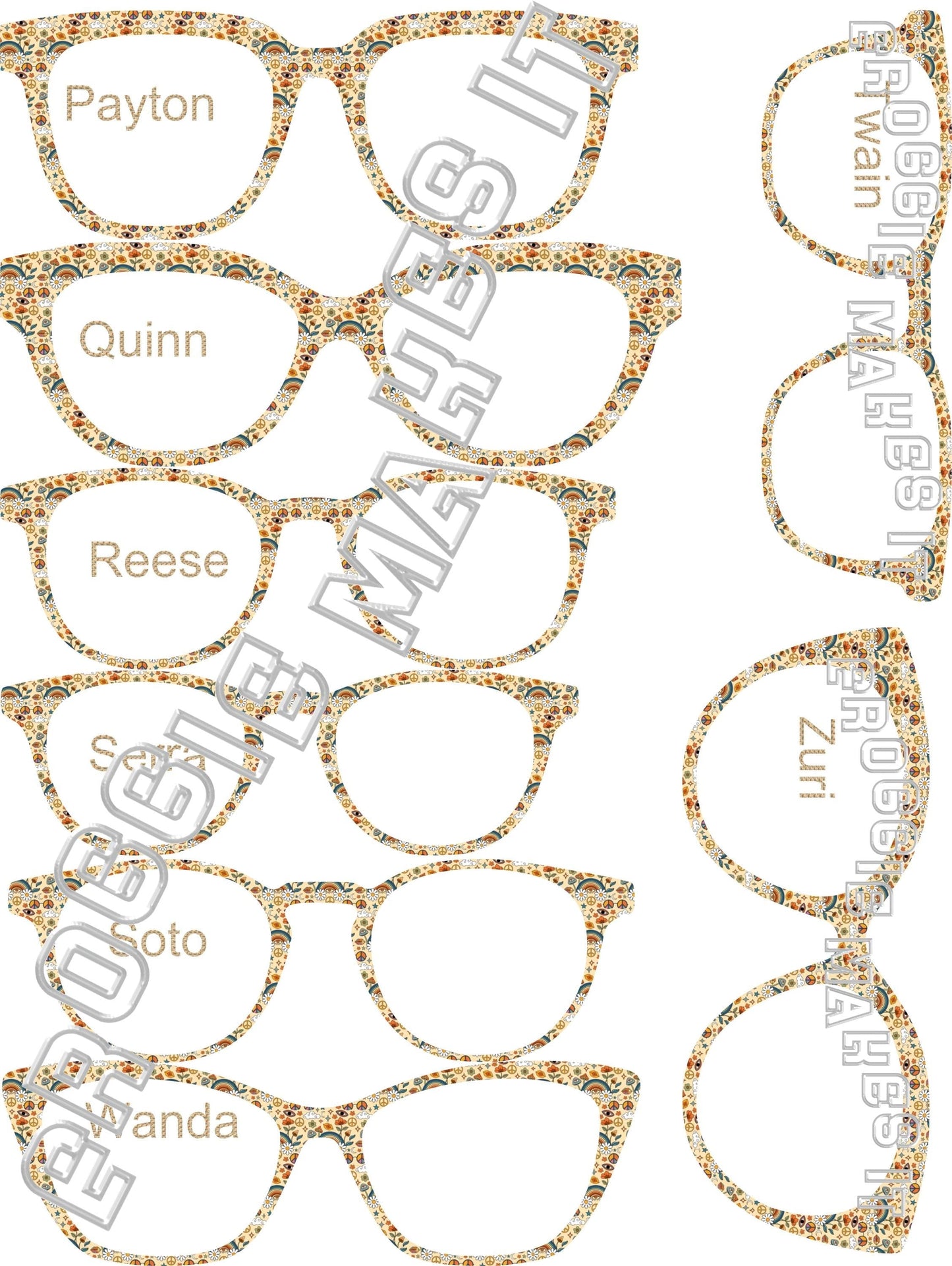 Translucent Happy Hippie frame topper compatible with Pair frames