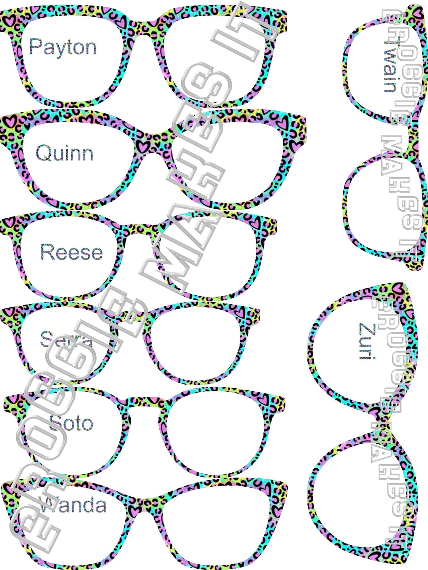 Opaque Neon Cheetah frame topper compatible with Pair frames