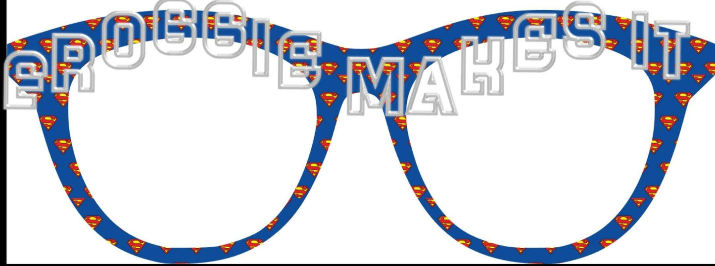 Translucent Superman Blue frame topper compatible with Pair Eyewear frames with translucent option