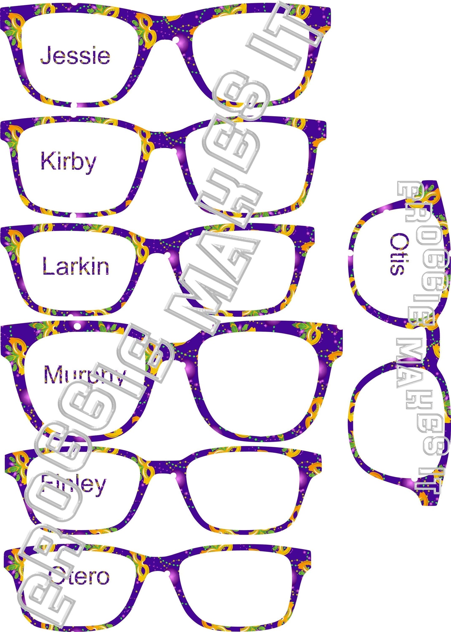 Translucent Mardi Gras Masks frame topper compatible with Pair frames