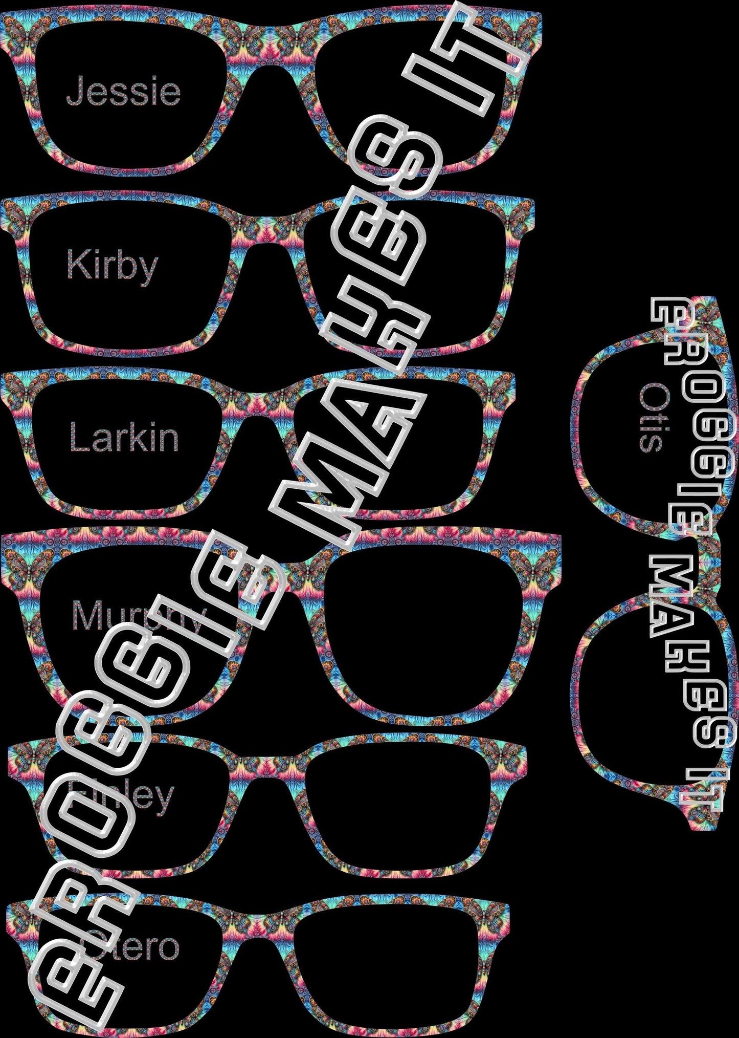 Translucent The Tie Dye Butterfly frame topper compatible with Pair frames with translucent option