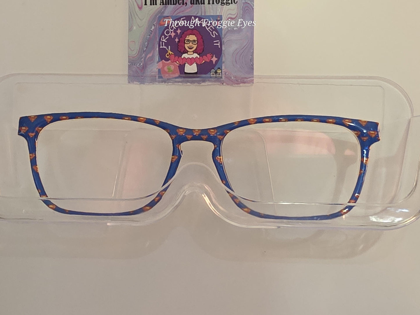 Translucent Superman Blue frame topper compatible with Pair Eyewear frames with translucent option