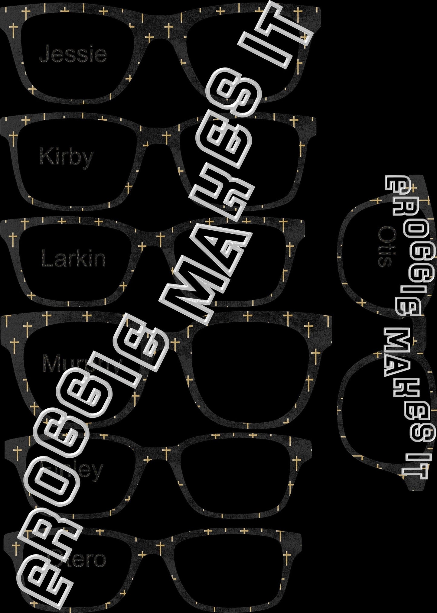 Holographic The Slim Crosses on Dark BG frame topper compatible with Pair frames