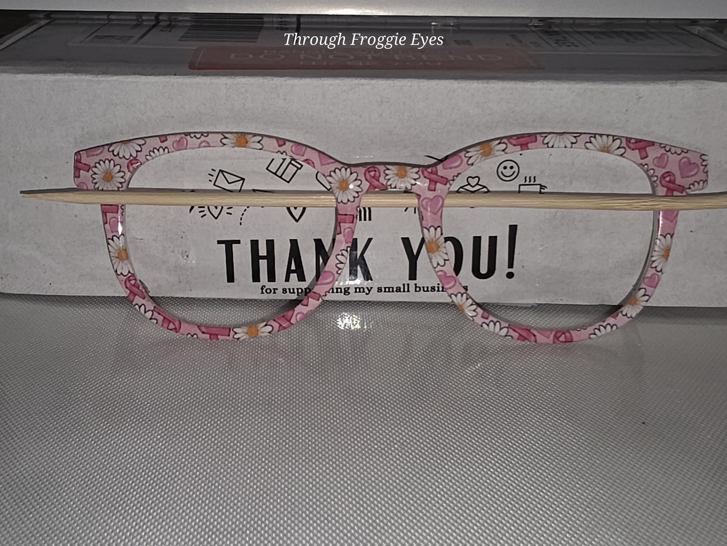 Translucent Pretty in Pink Breast Cancer Daisies magnetic frame topper compatible with Pair frames, laser cut clear, thin acrylic