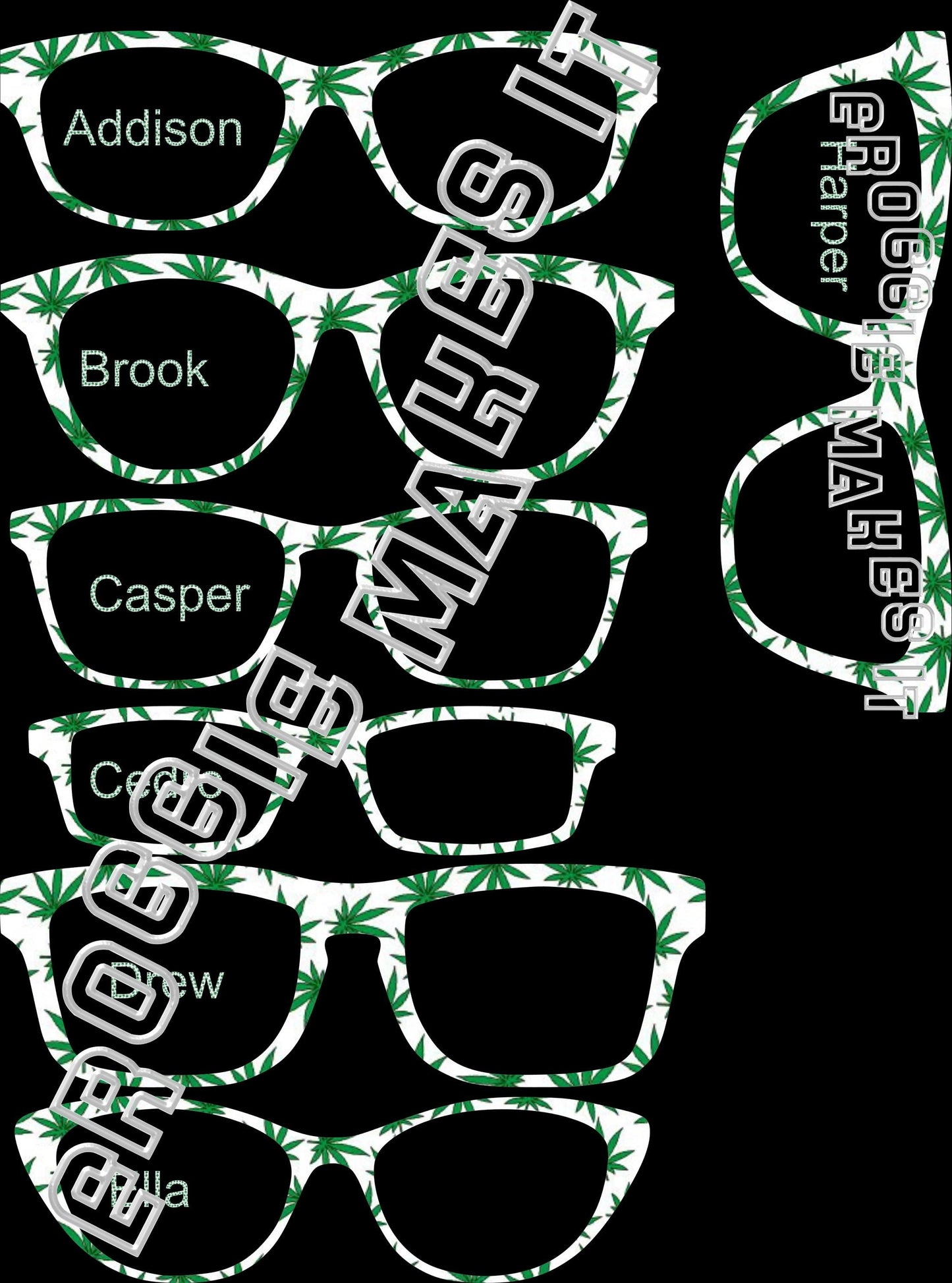 Holographic Green Leaves frame topper compatible with Pair frames +