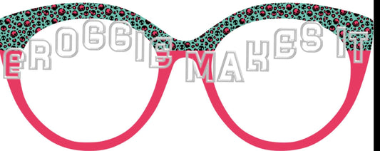 Hot Pink Skull split frame topper for Pair Quinn frames ready to ship with light shimmer