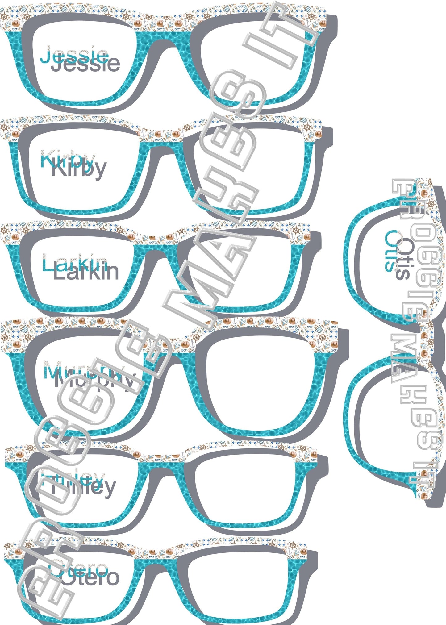 Holographic Boat Days over Water split frame topper to fit Pair frames with translucent option +