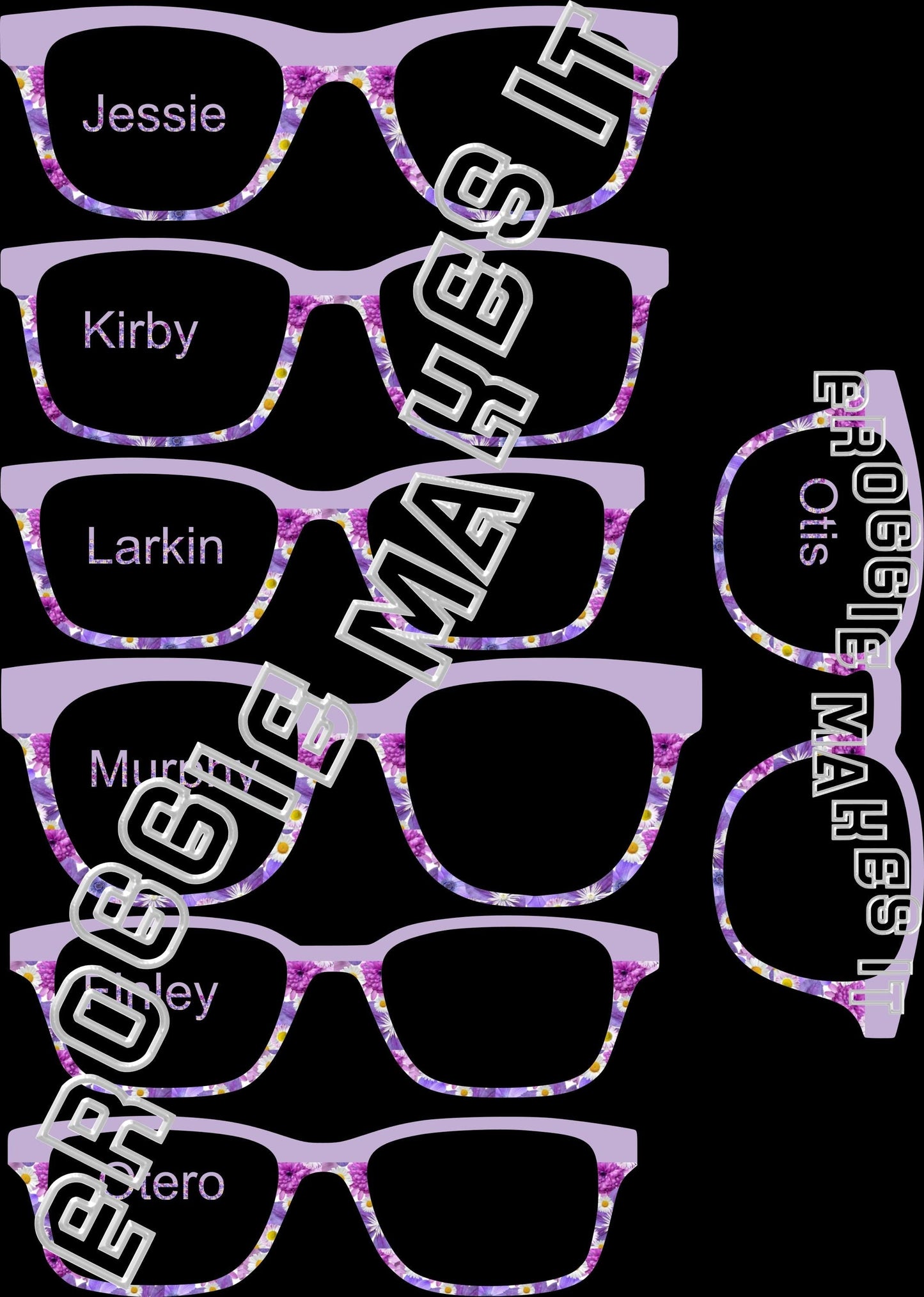 Translucent Shades of Purple Flowers & lilac split frame topper compatible with Pair frames