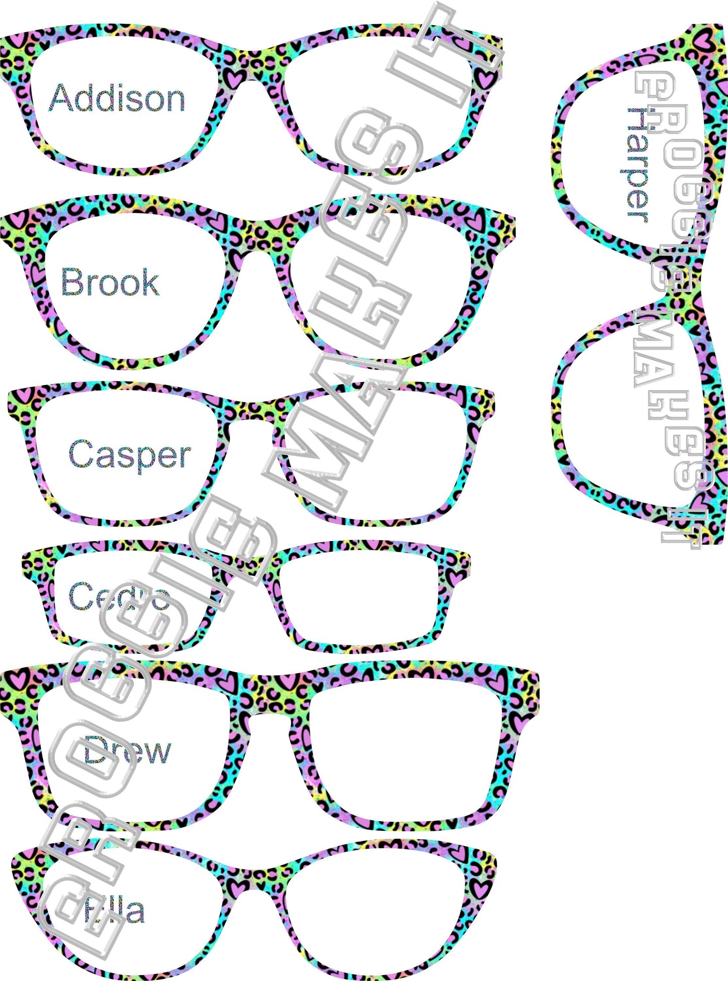 Opaque Neon Cheetah frame topper compatible with Pair frames