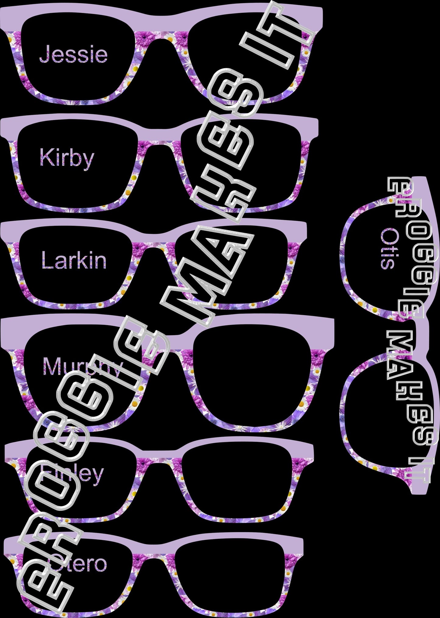 Opaque Shades of Purple Flowers & lilac split frame topper compatible with Pair frames