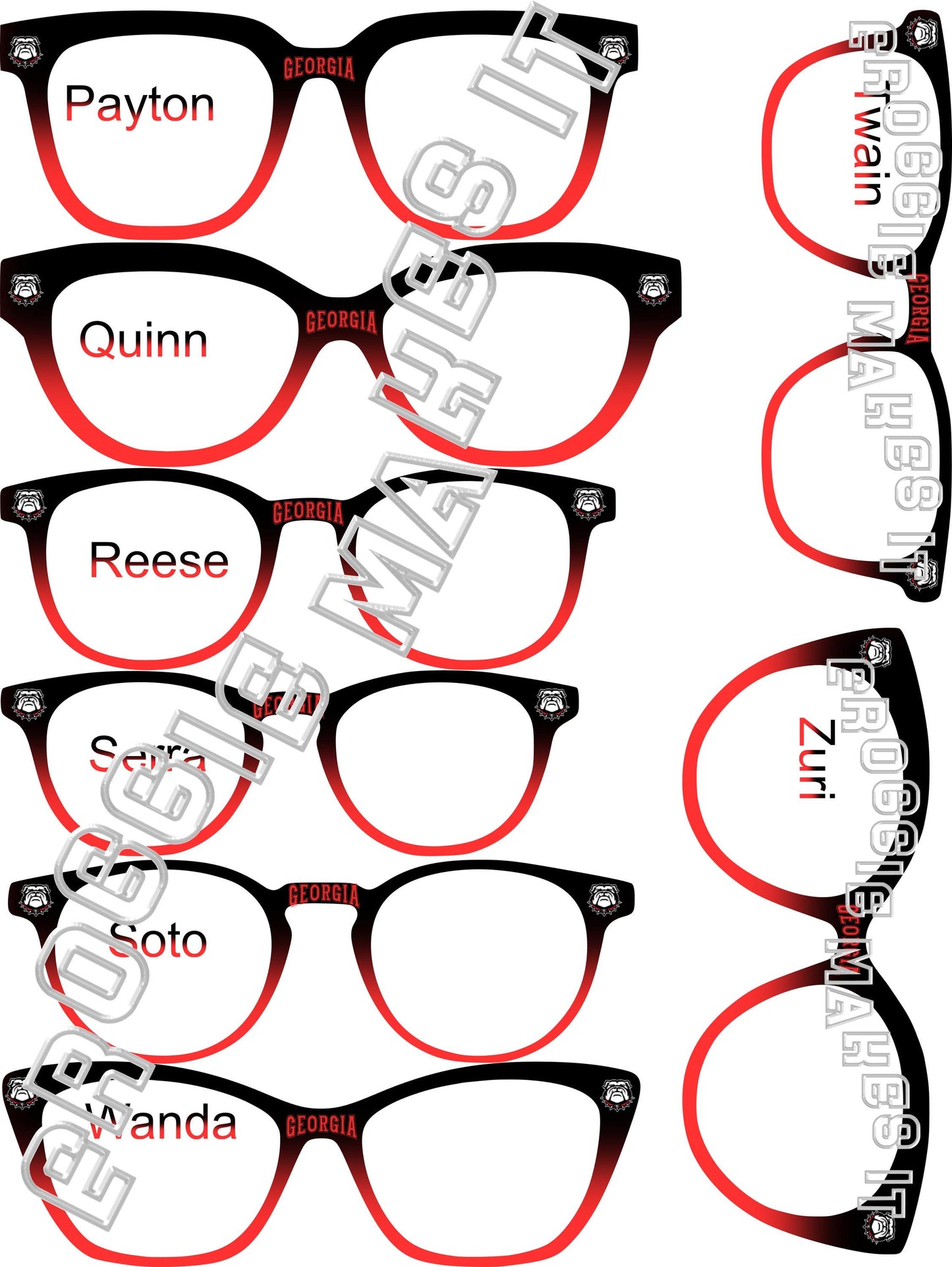 Holographic Black to Red Split frame Georgia topper compatible with Pair Eyewear frames