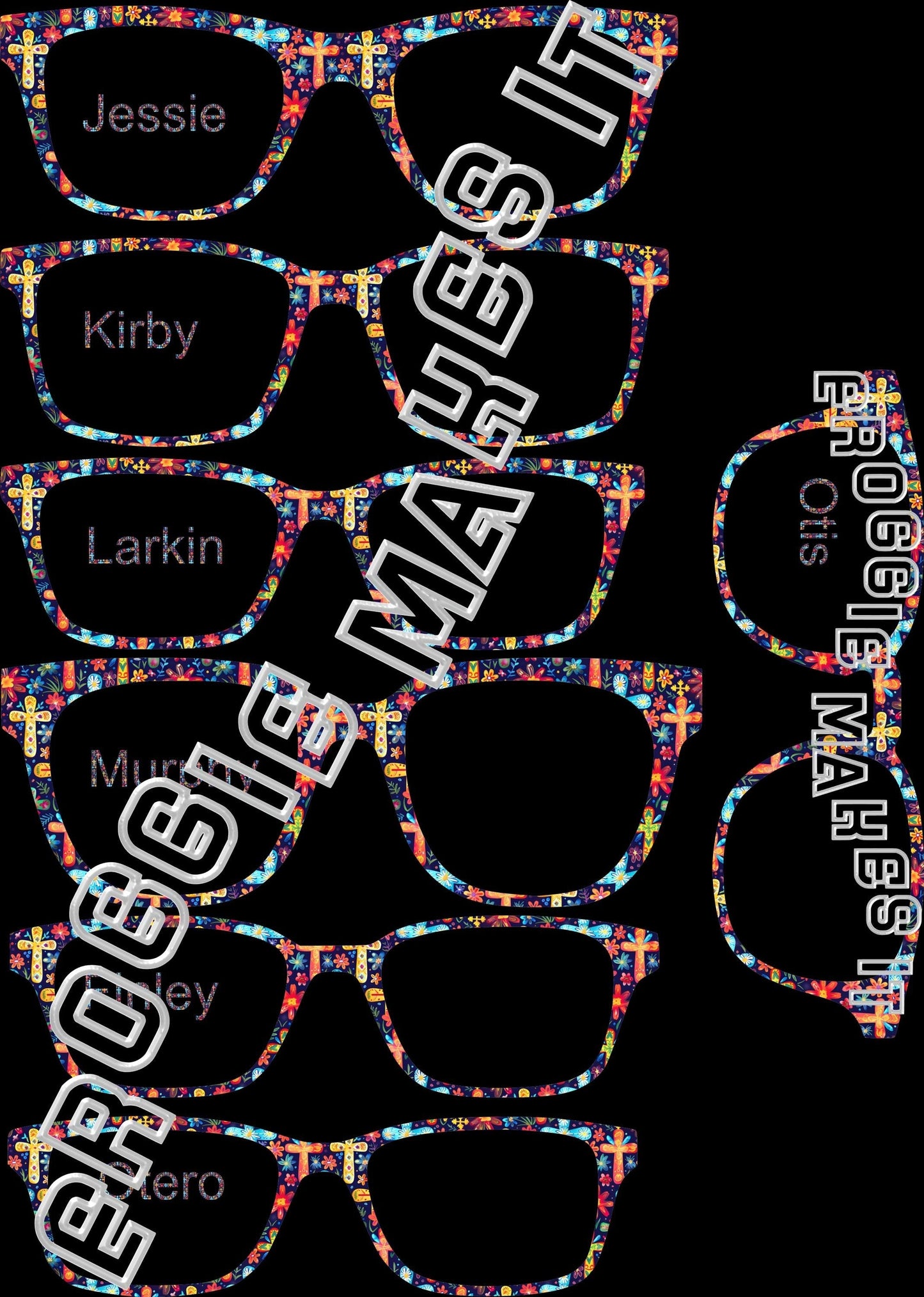 Translucent The Colorful Crosses on Navy BG frame topper compatible with Pair frames