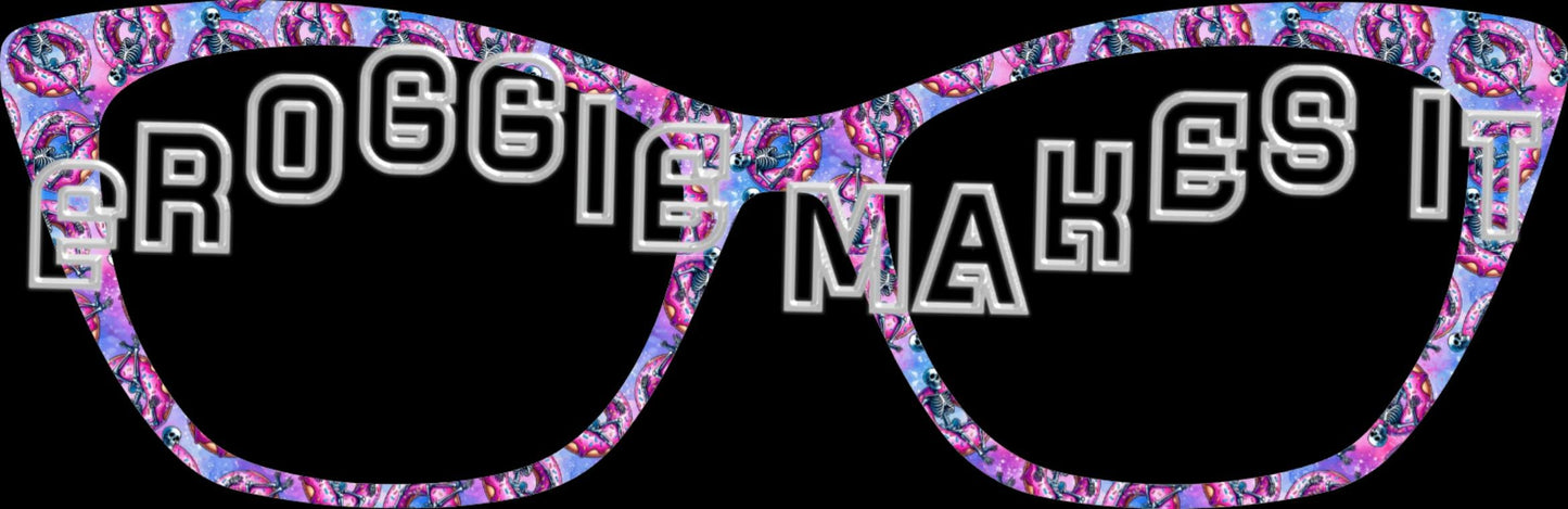 Holographic Skeleton Donut float frame topper to fit Pair frames with translucent option