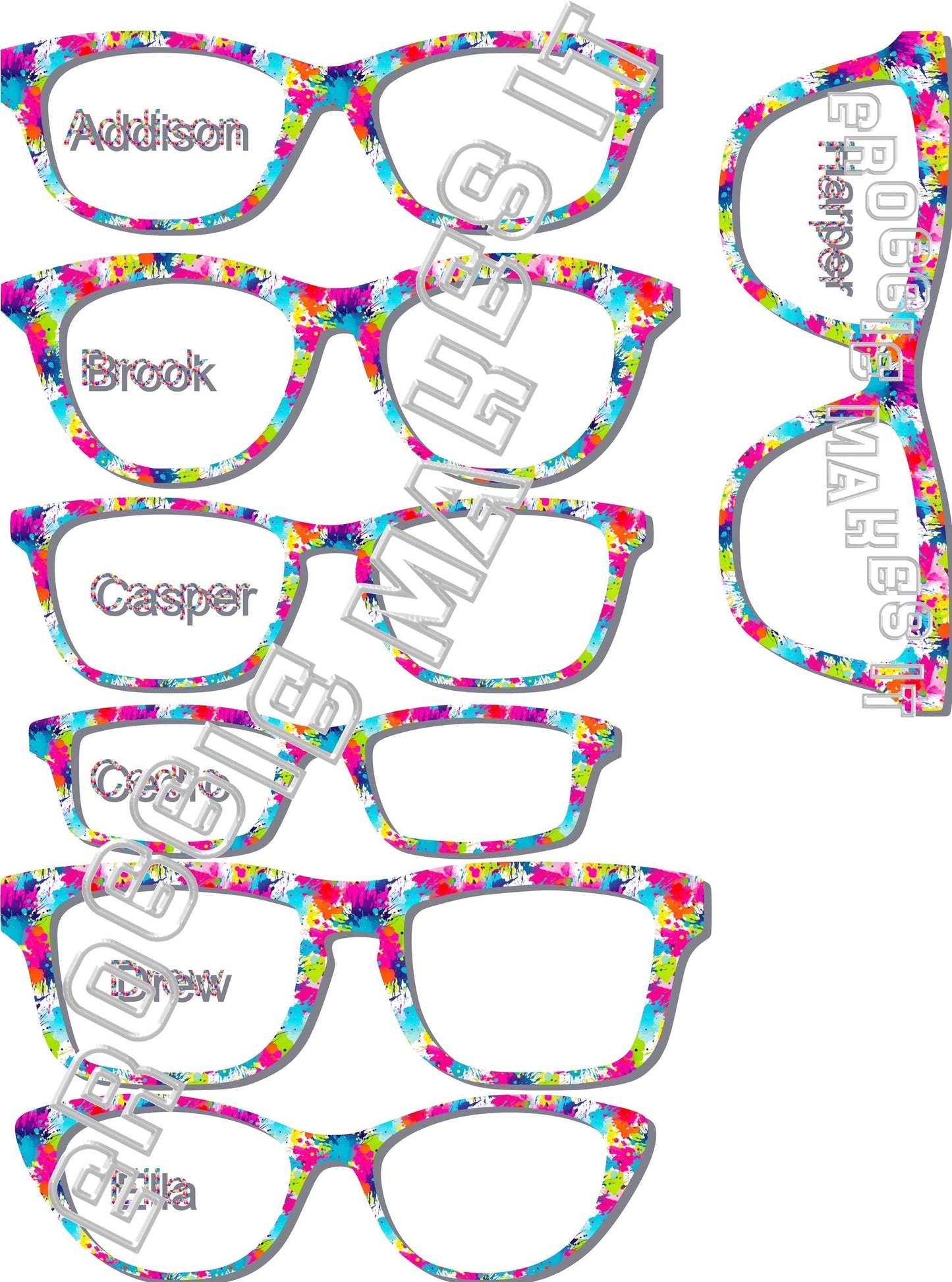 Translucent Paint Splatter frame topper to fit Pair frames