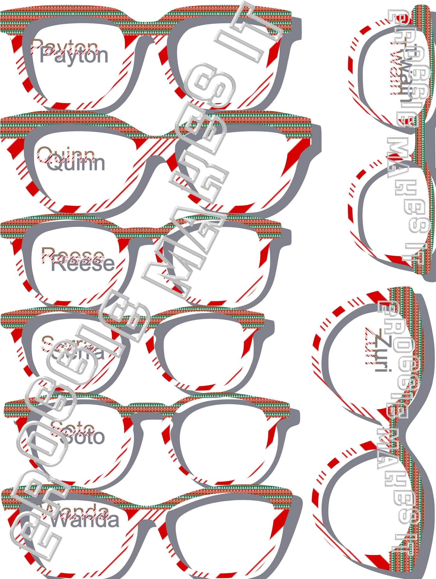 Translucent Holiday Sweater1 over Candy Cane Stripes frame topper compatible with Pair frames