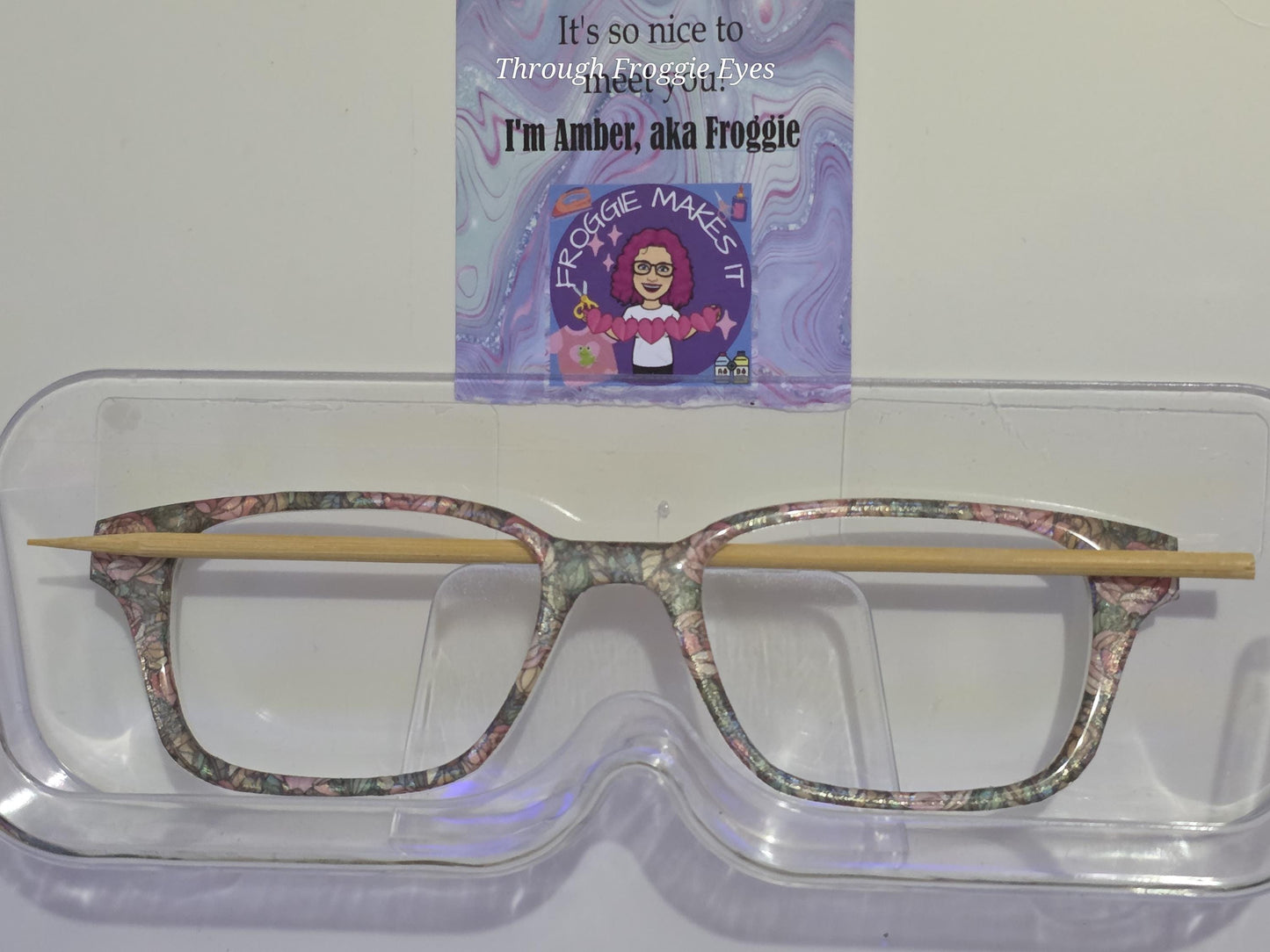 Translucent Pink Rose Stained Glass frame topper to fit Pair frames