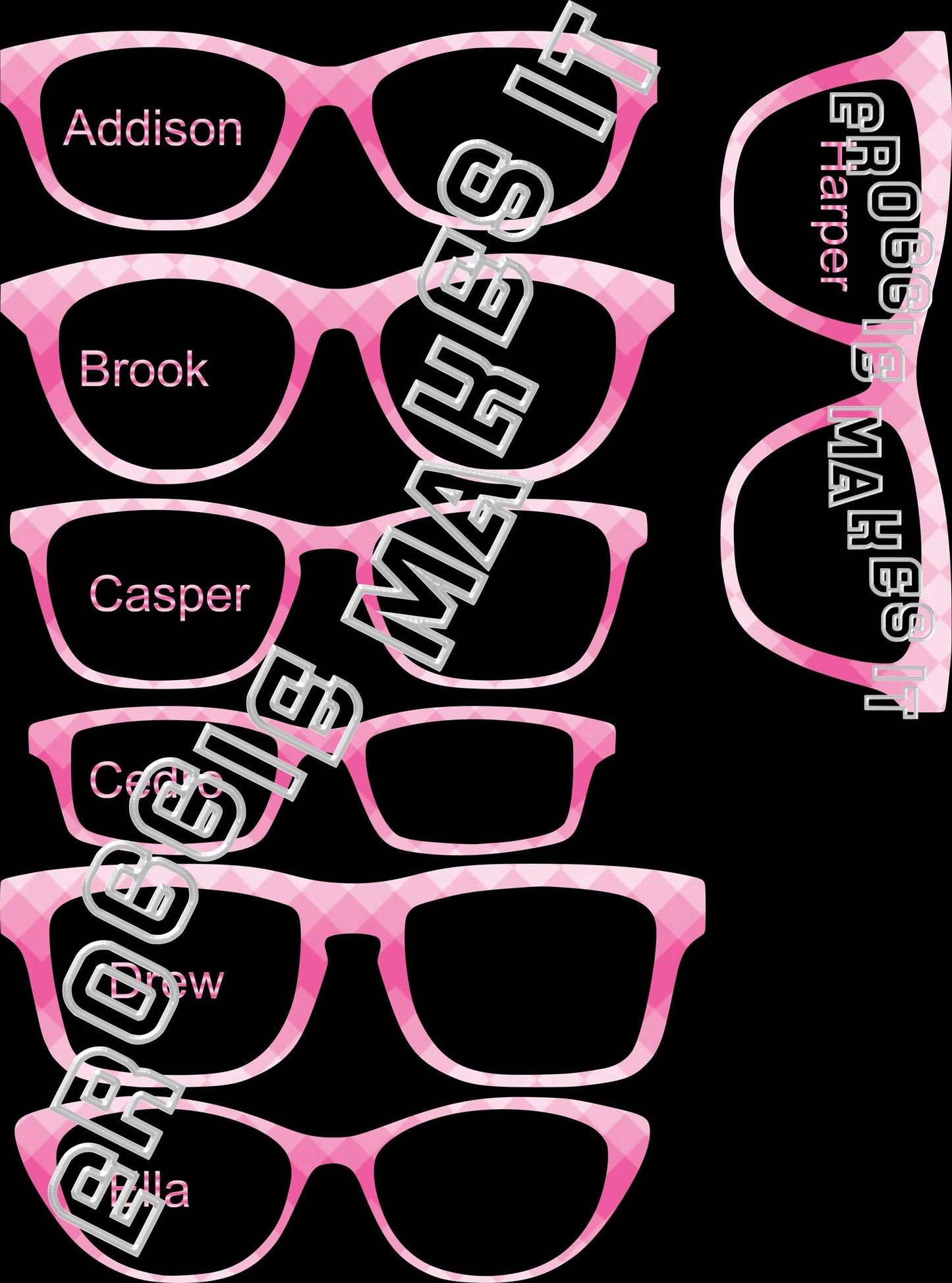 Translucent Pink Diamond Ombre frame topper compatible with Pair frames