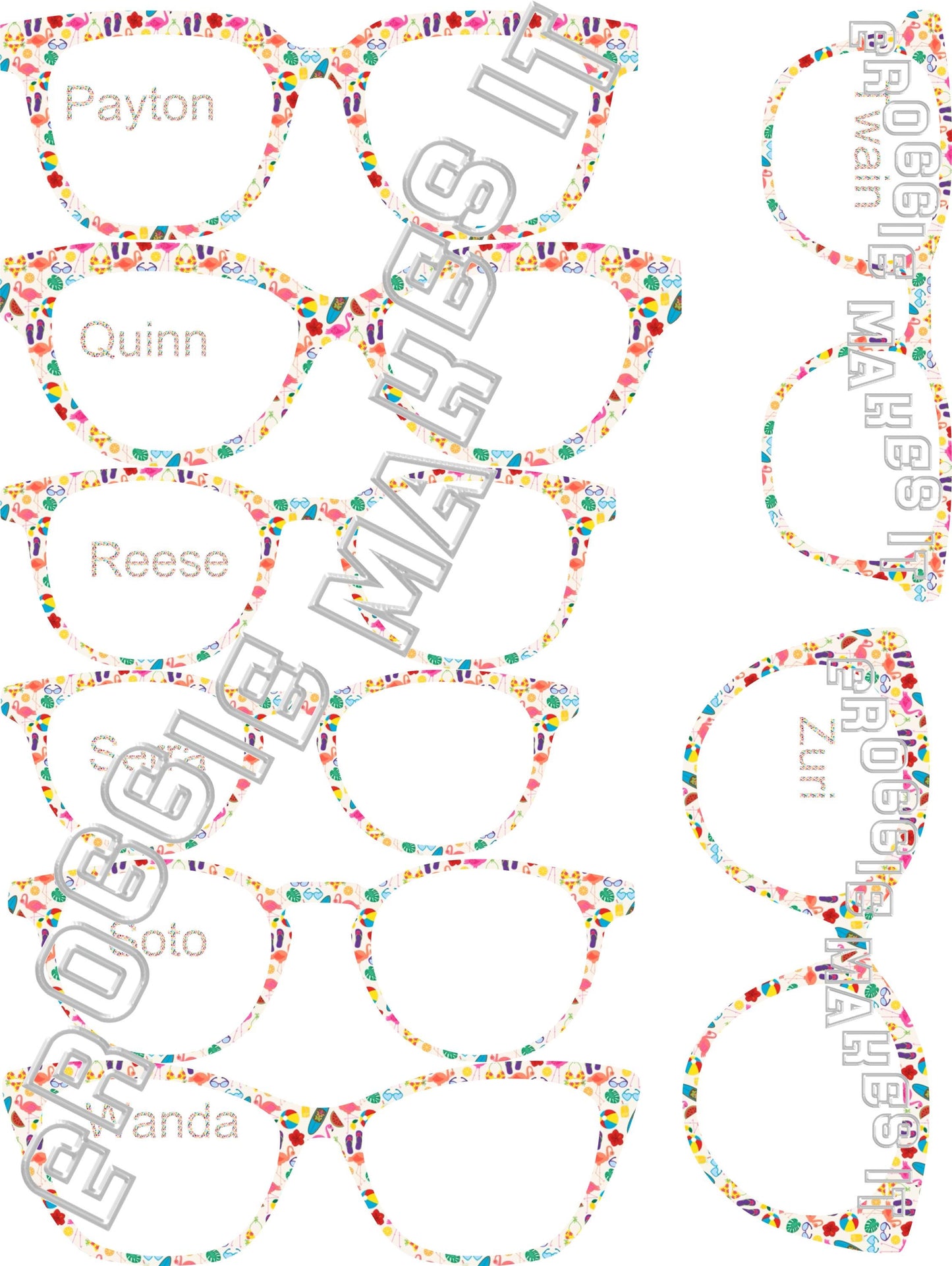 Opaque Flamingo Beach frame topper compatible with Pair frames