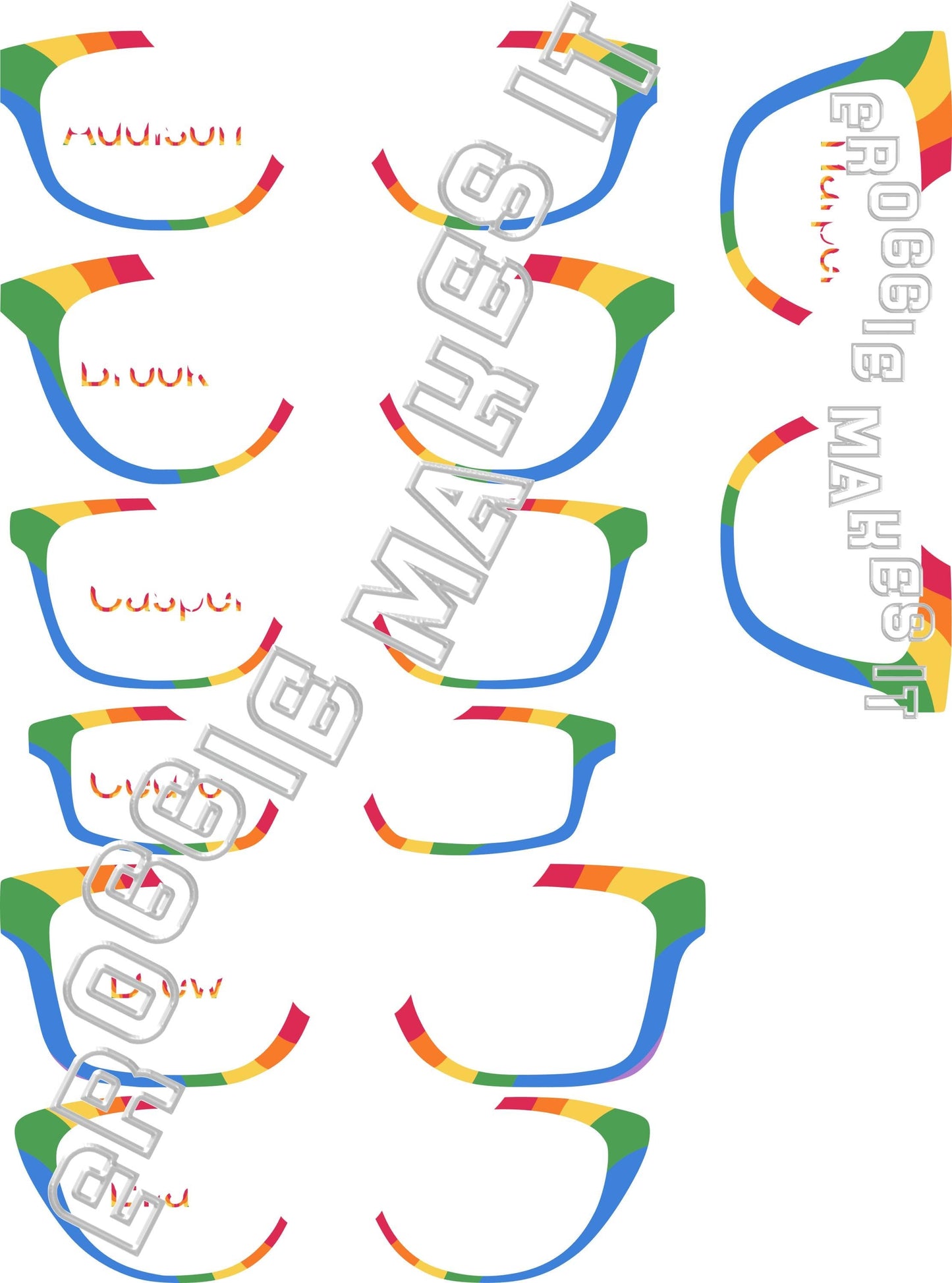 Translucent Rainbow Waves frame topper compatible with Pair frames
