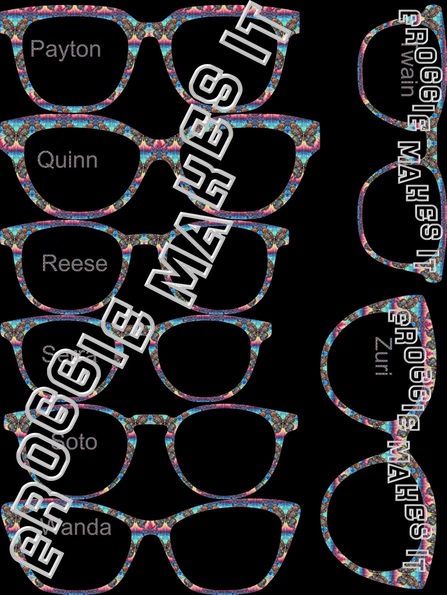 Holographic The Tie Dye Butterfly frame topper compatible with Pair frames with translucent option