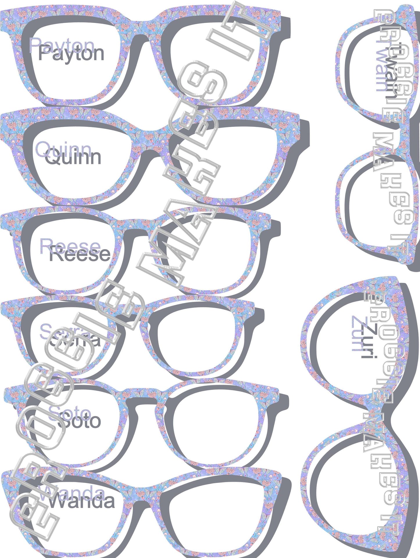 Opaque Pastel Butterflies frame topper to fit Pair frames
