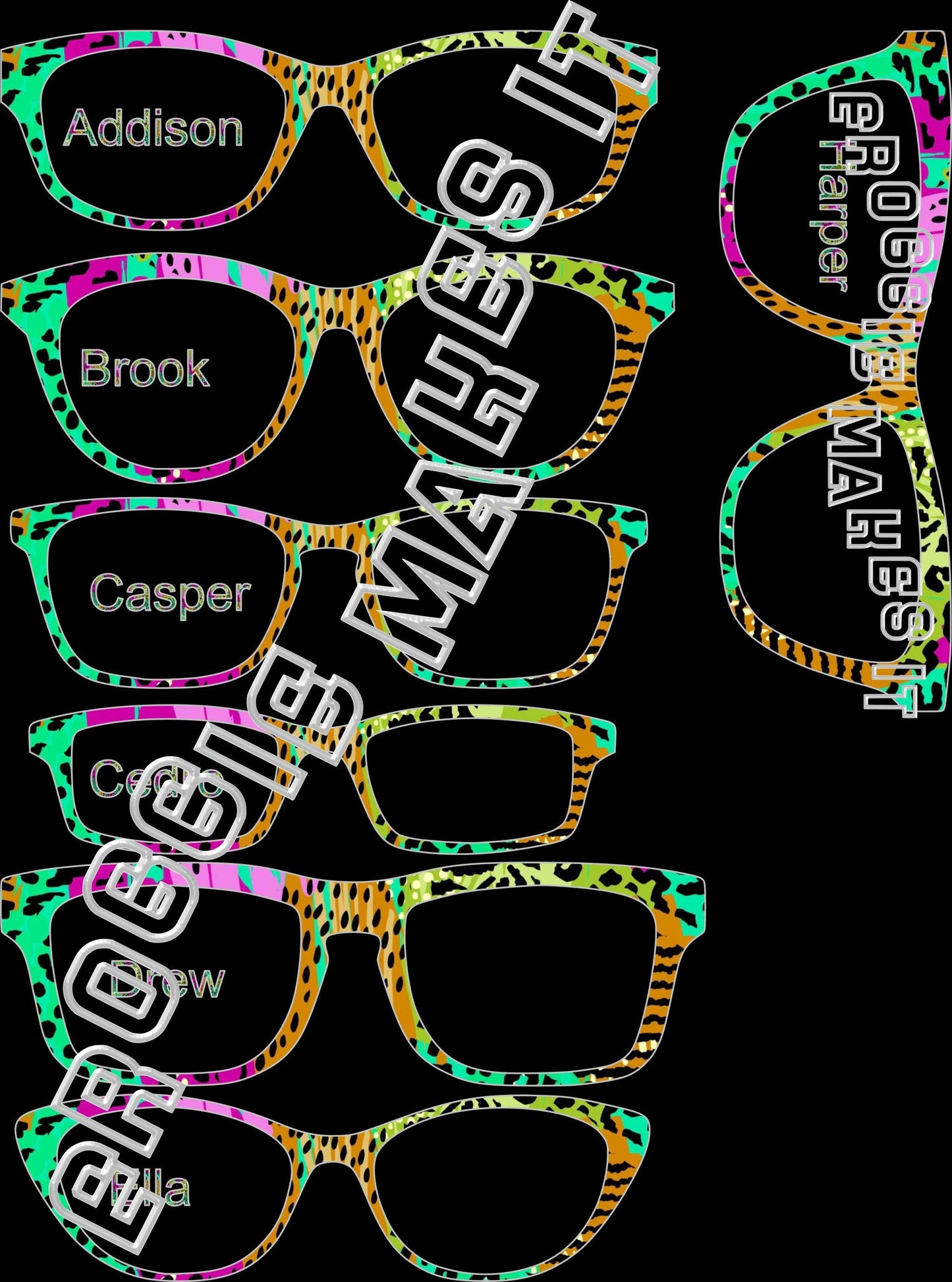 Holographic Abstract Animal Print frame topper compatible with Pair frames +