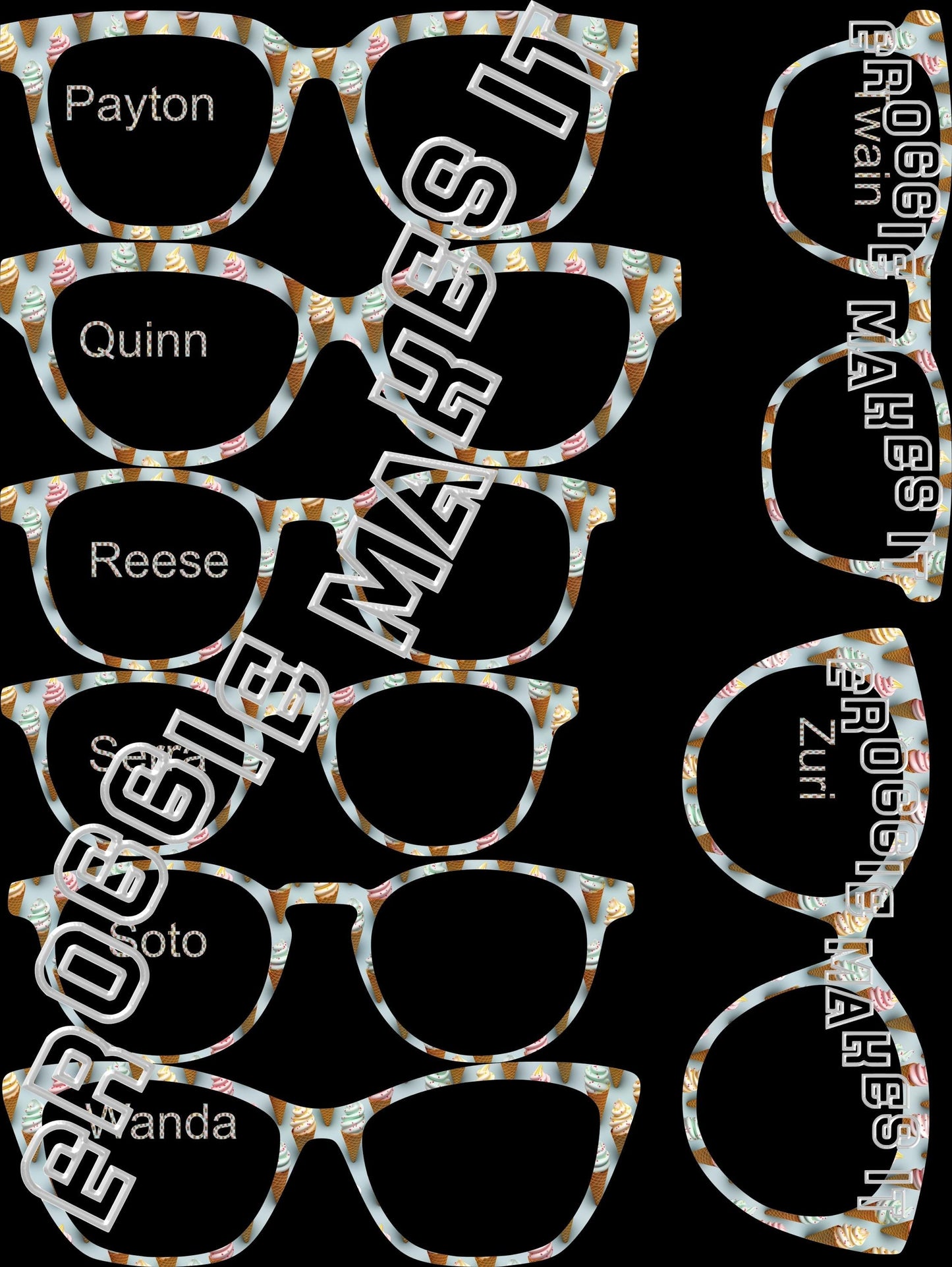 Translucent The 3D Ice Cream Cones frame topper compatible with Pair frames